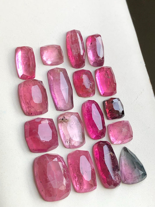 47.50 carats Rubilight tourmaline rose cuts lot natural flat back