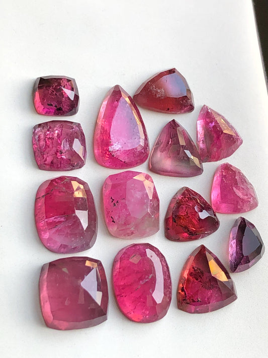 54.80 carats Rubilight tourmaline rose cuts lot natural flat back origin Afghanistan