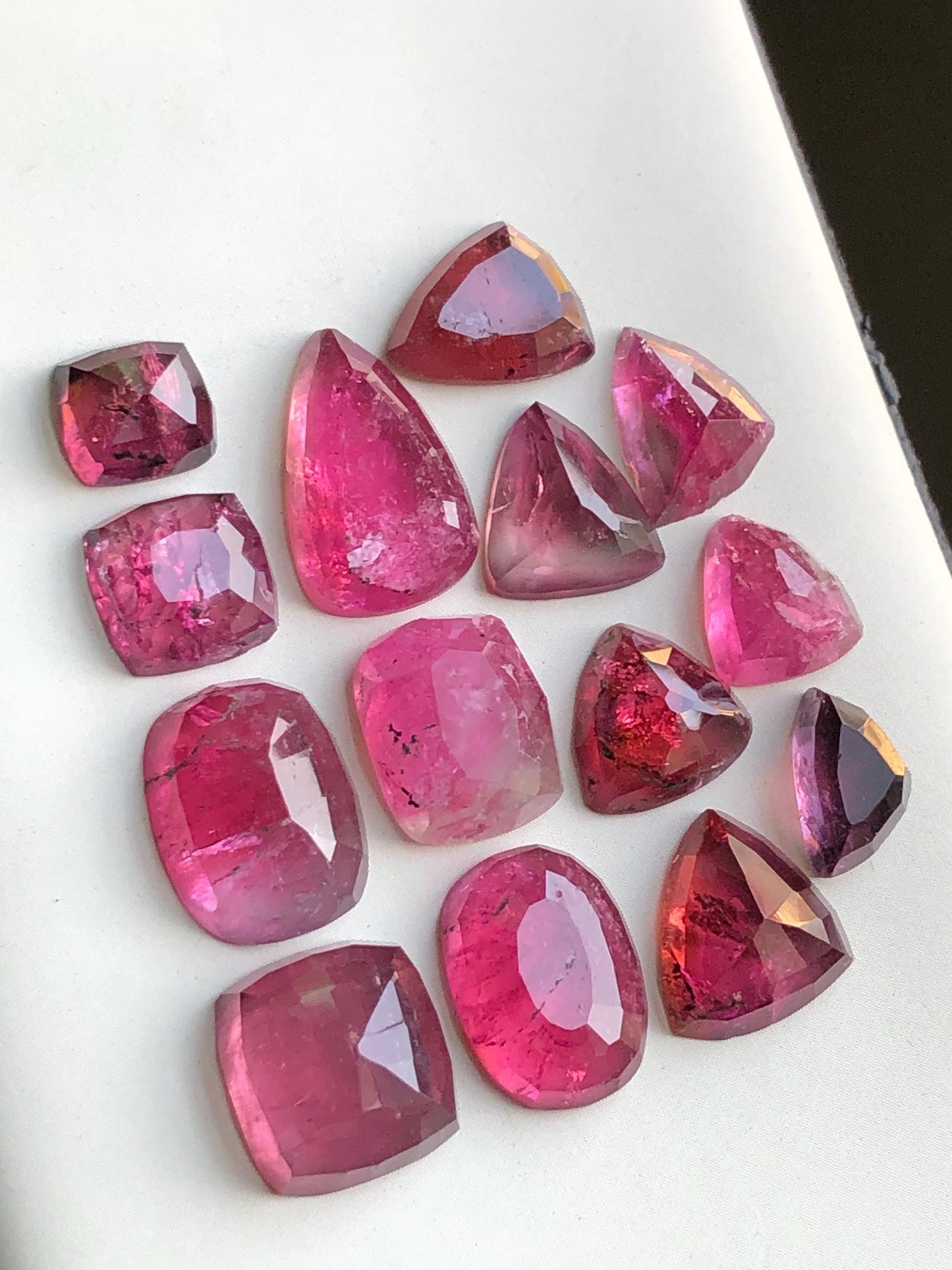 54.80 carats Rubilight tourmaline rose cuts lot natural flat back origin Afghanistan