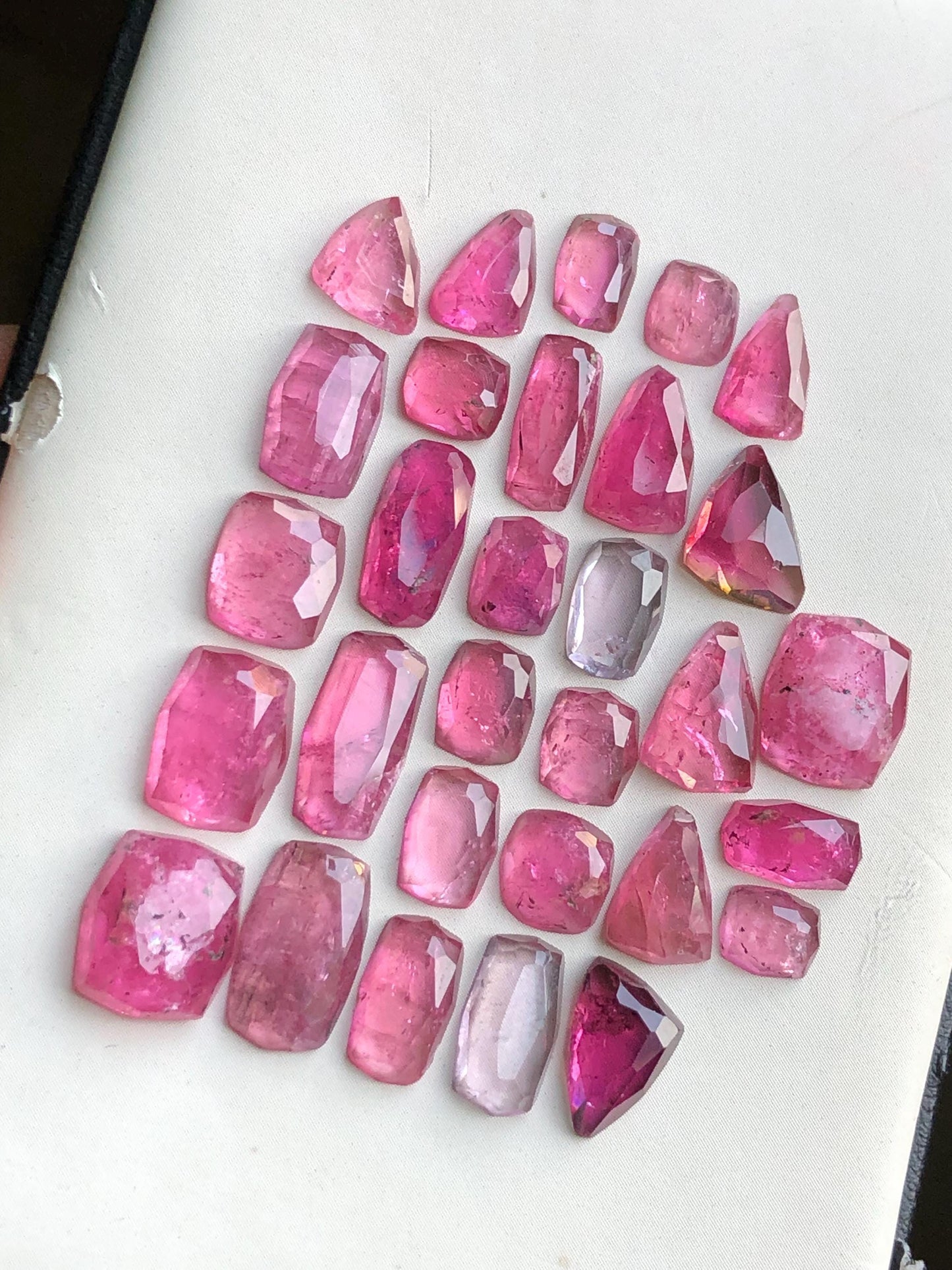 35.80 carats Rubilight tourmaline rose cuts lot natural flat back