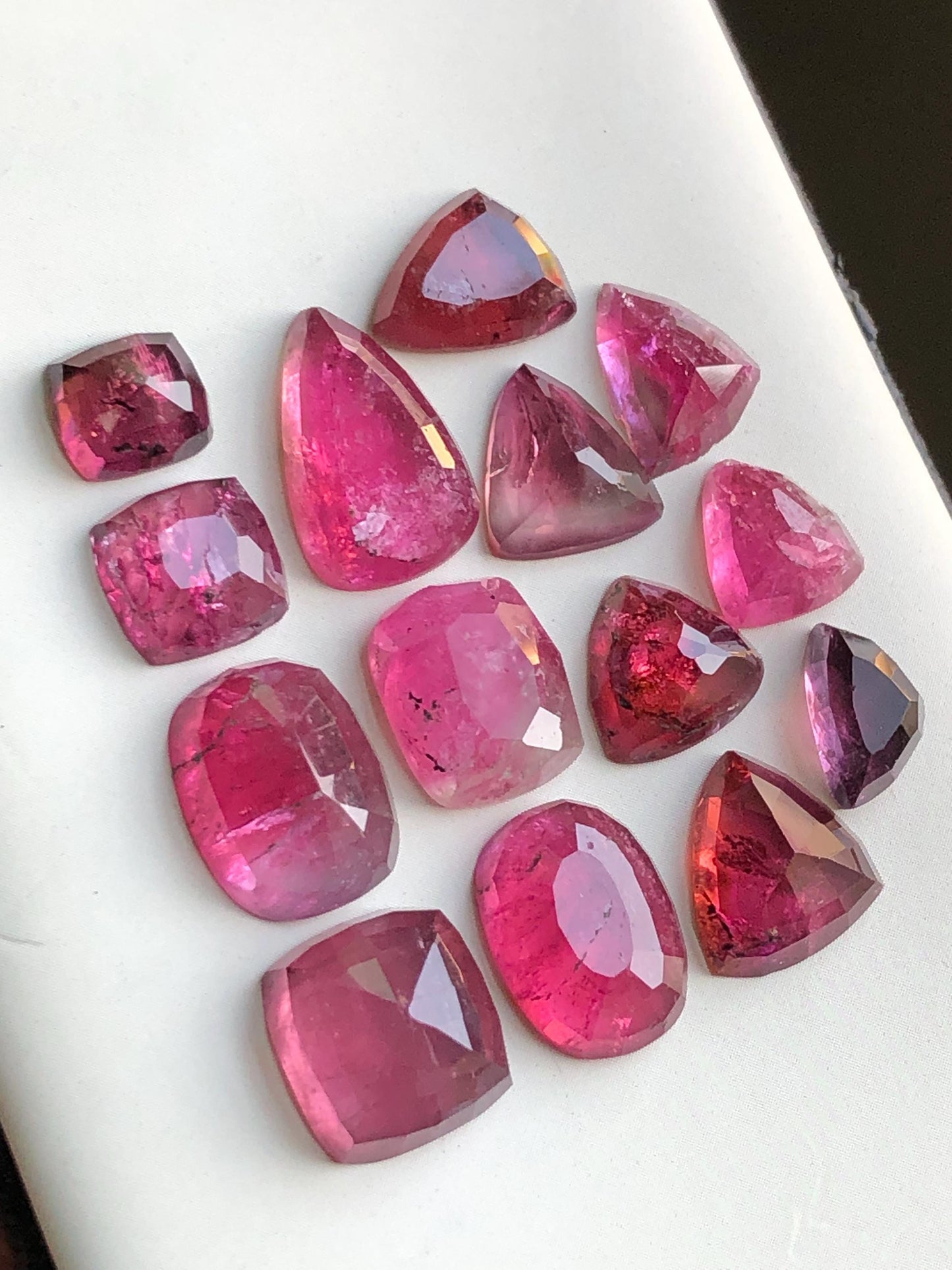 54.80 carats Rubilight tourmaline rose cuts lot natural flat back origin Afghanistan