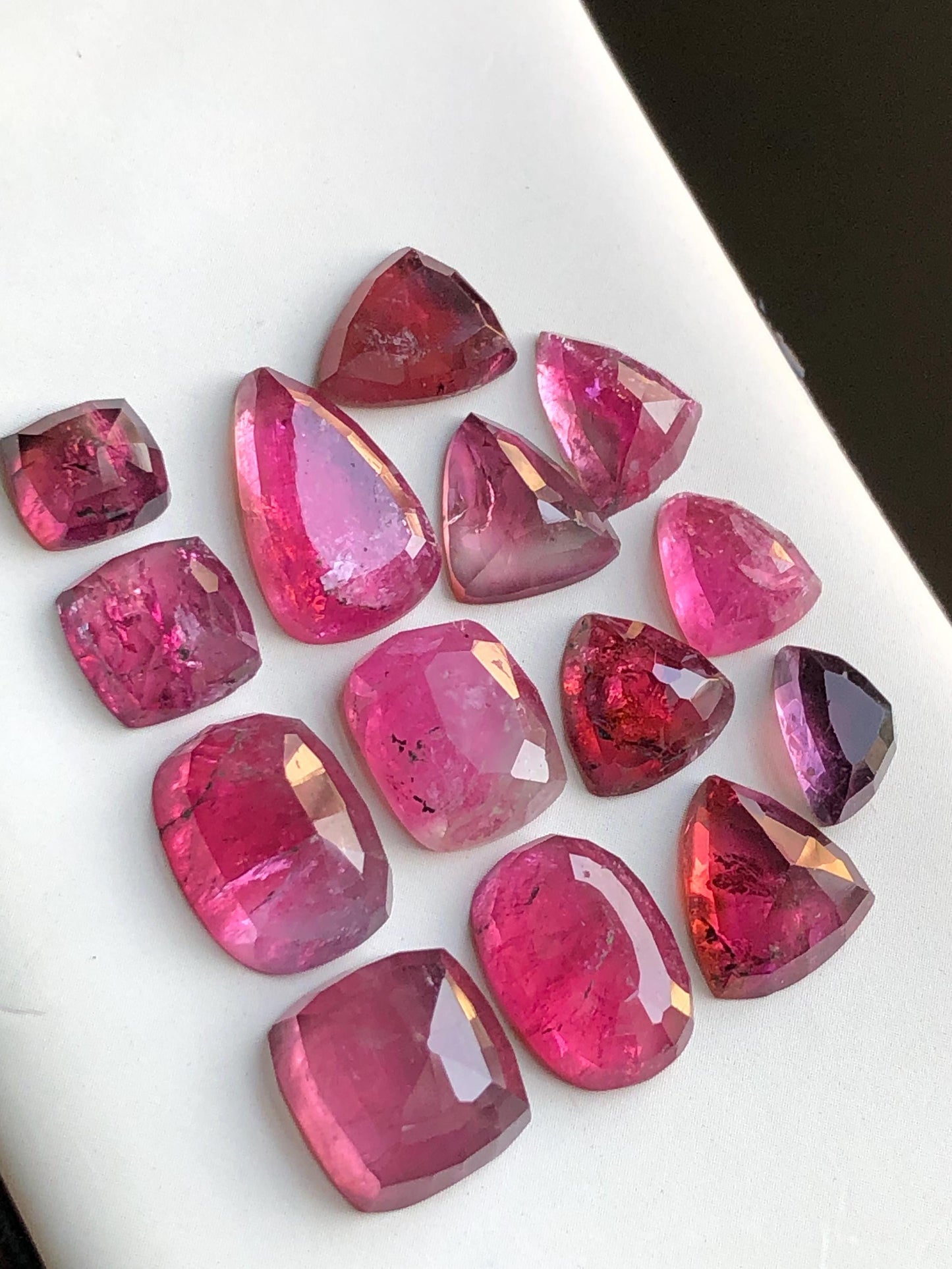 54.80 carats Rubilight tourmaline rose cuts lot natural flat back origin Afghanistan