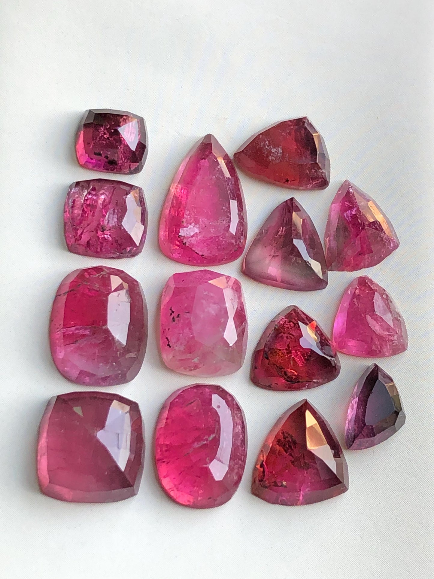 54.80 carats Rubilight tourmaline rose cuts lot natural flat back origin Afghanistan