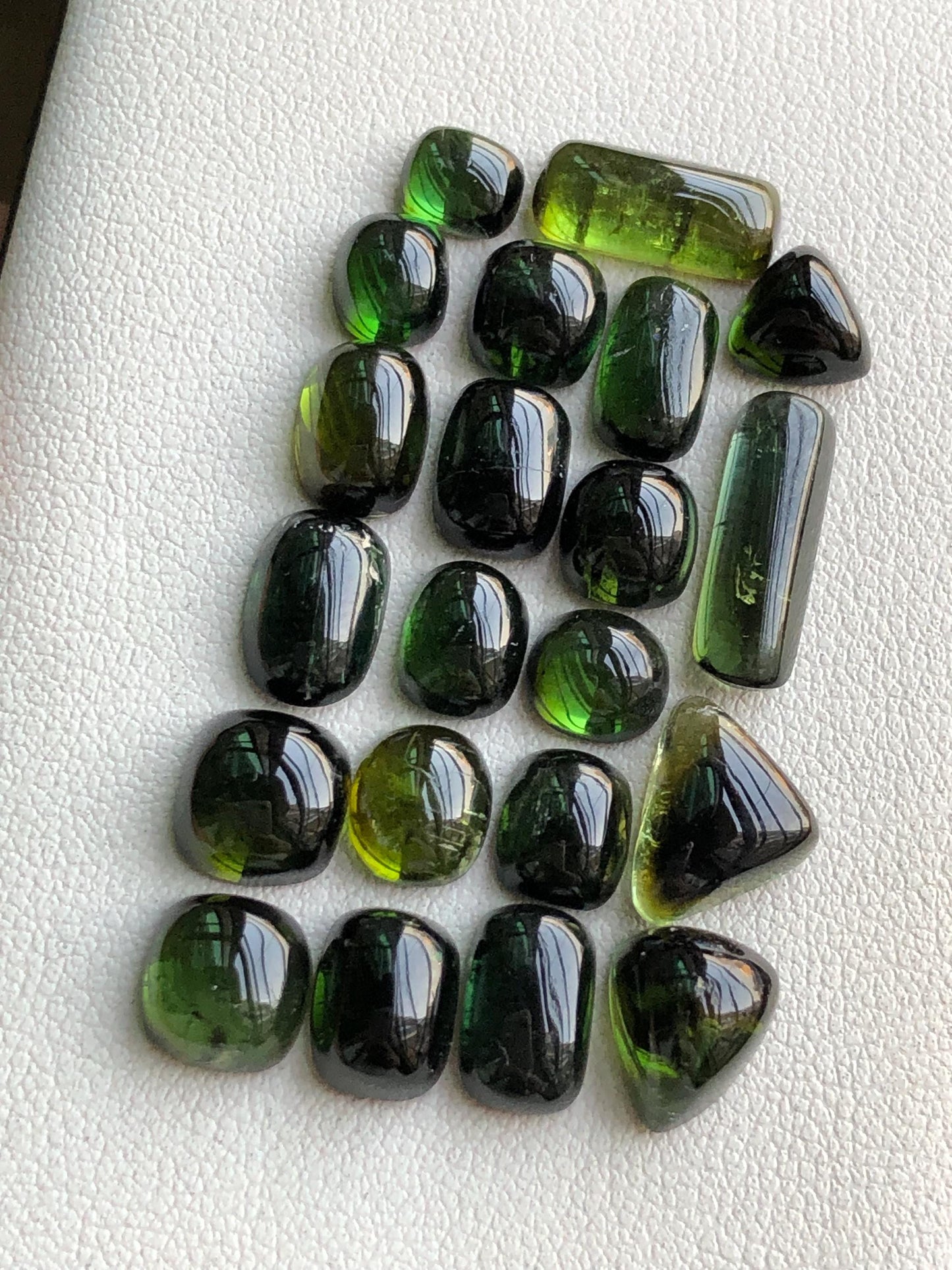 41.70 carats Dark green tourmaline cabochons lot