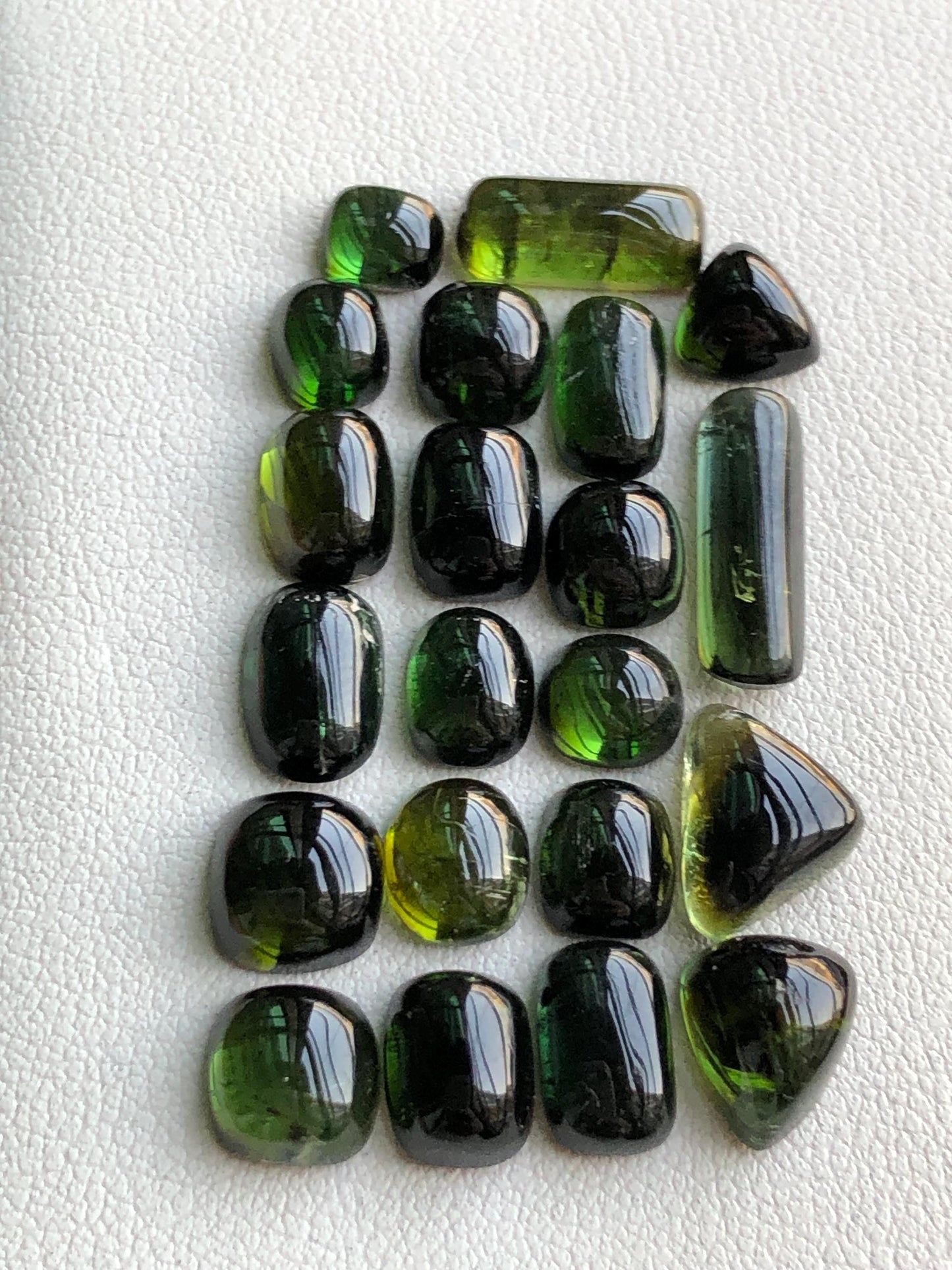 41.70 carats Dark green tourmaline cabochons lot