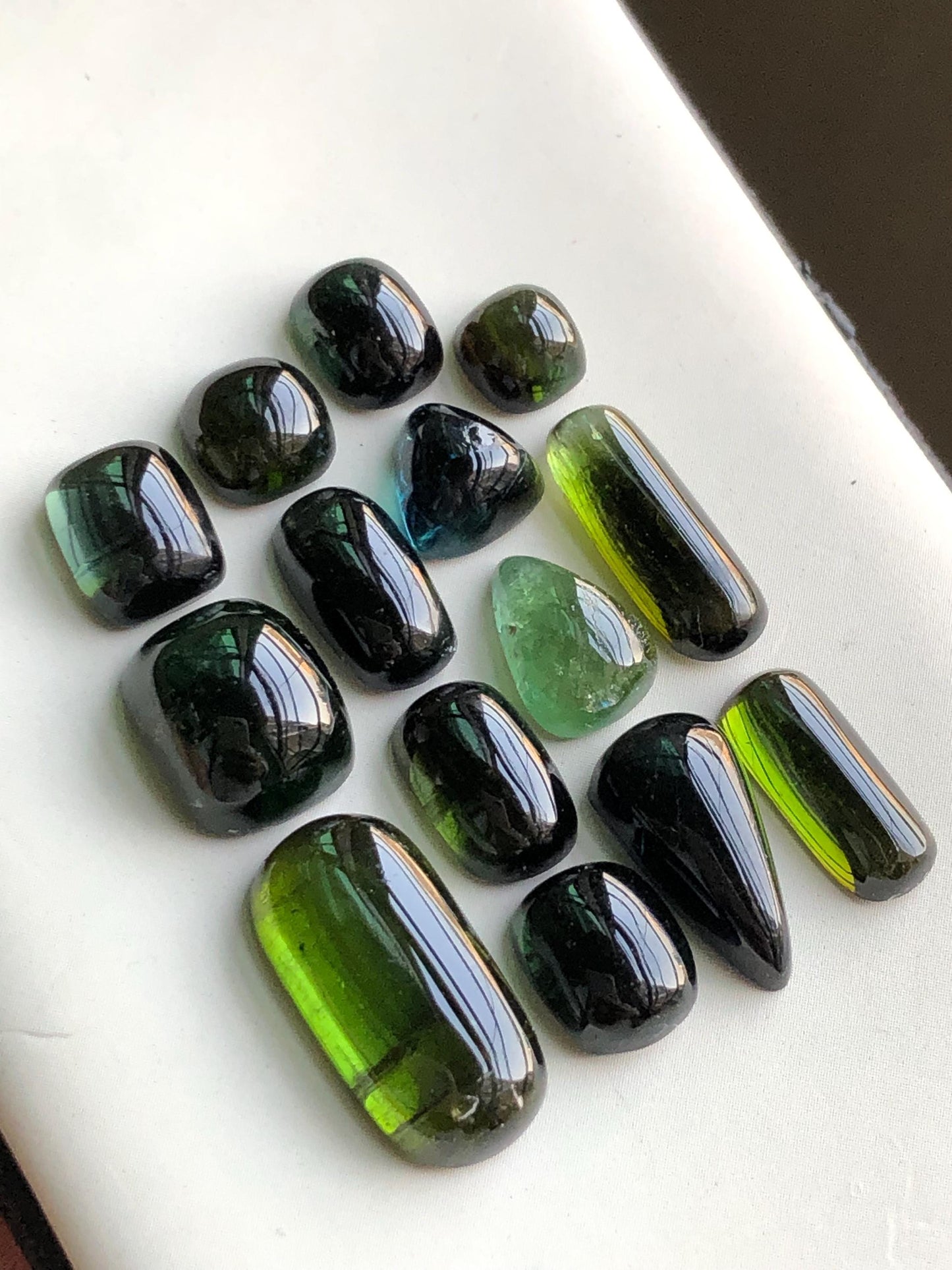 55.90 carats Dark green tourmaline cabochons lot