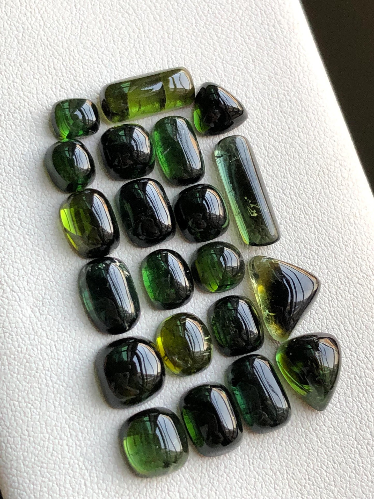 41.70 carats Dark green tourmaline cabochons lot