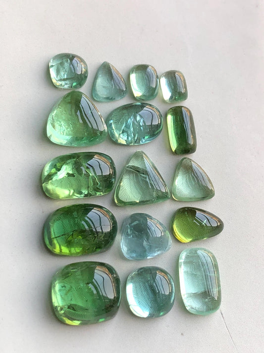 33.40 carats Mint green tourmaline cabochons lot