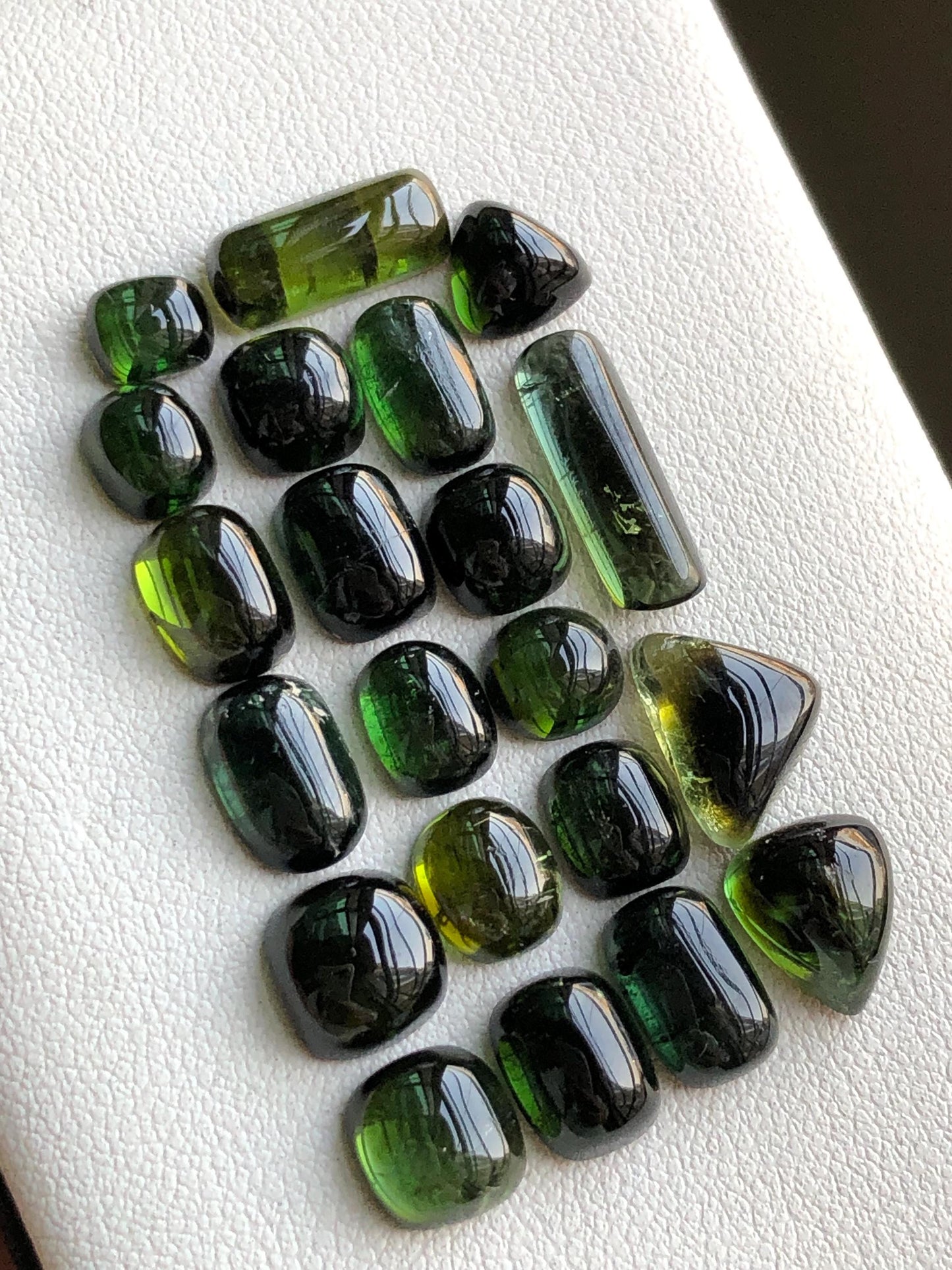 41.70 carats Dark green tourmaline cabochons lot