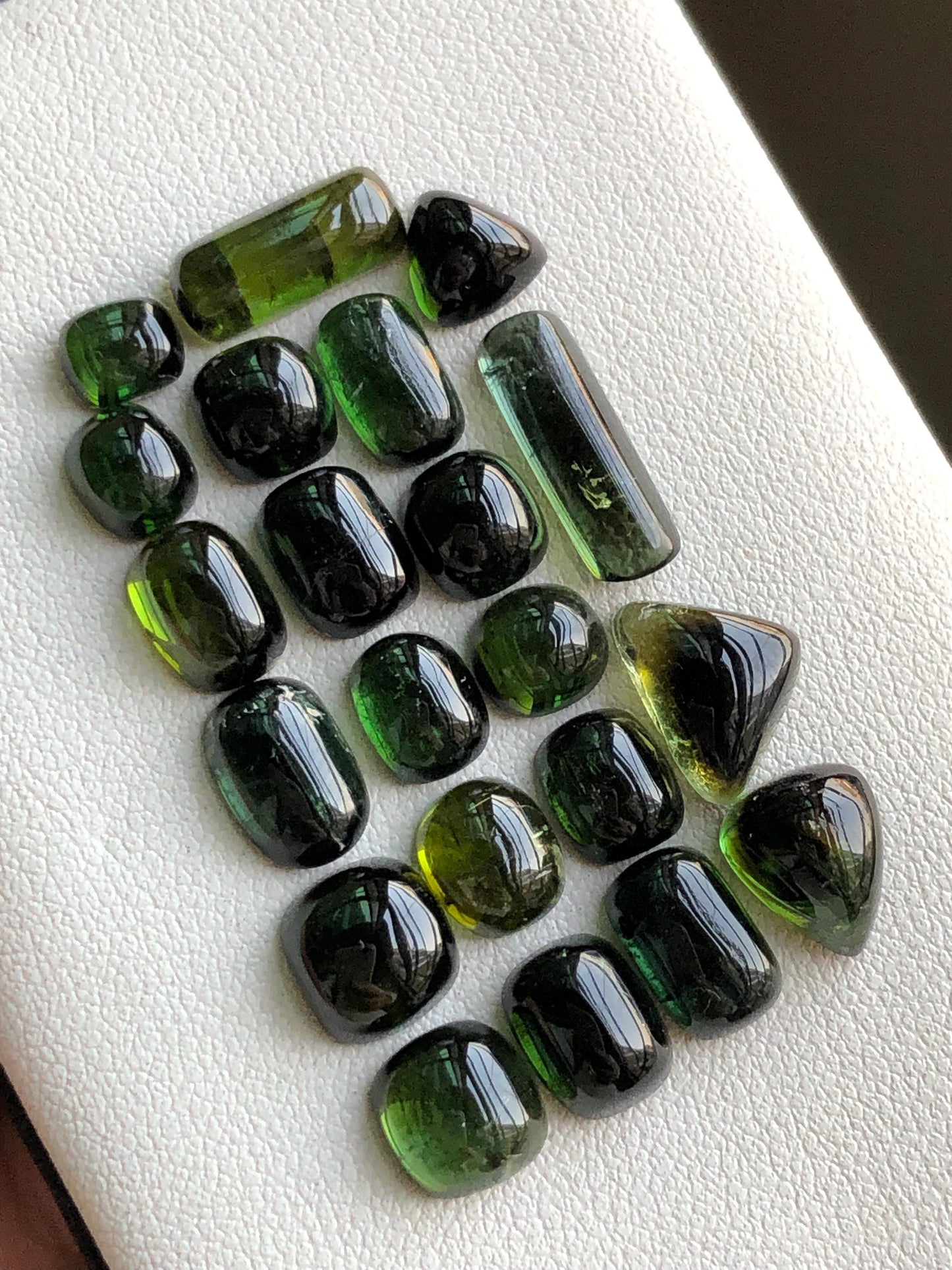 41.70 carats Dark green tourmaline cabochons lot