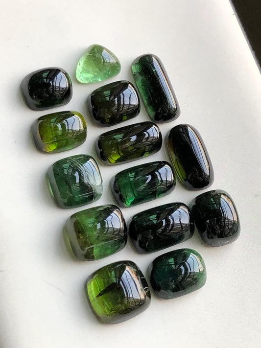 47.20 carats Dark green tourmaline cabochons lot