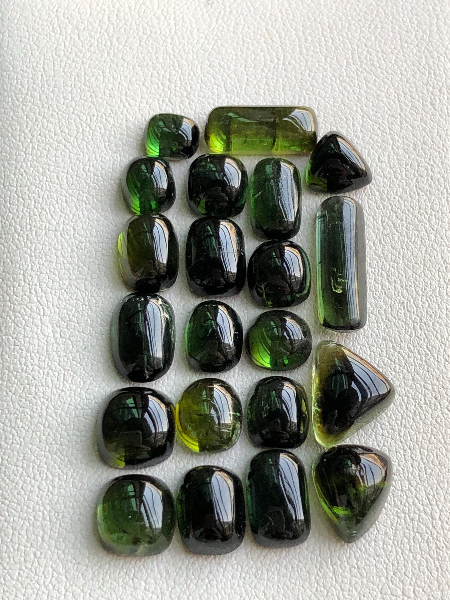 41.70 carats Dark green tourmaline cabochons lot