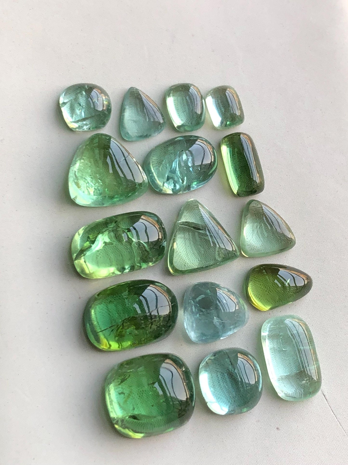 33.40 carats Mint green tourmaline cabochons lot