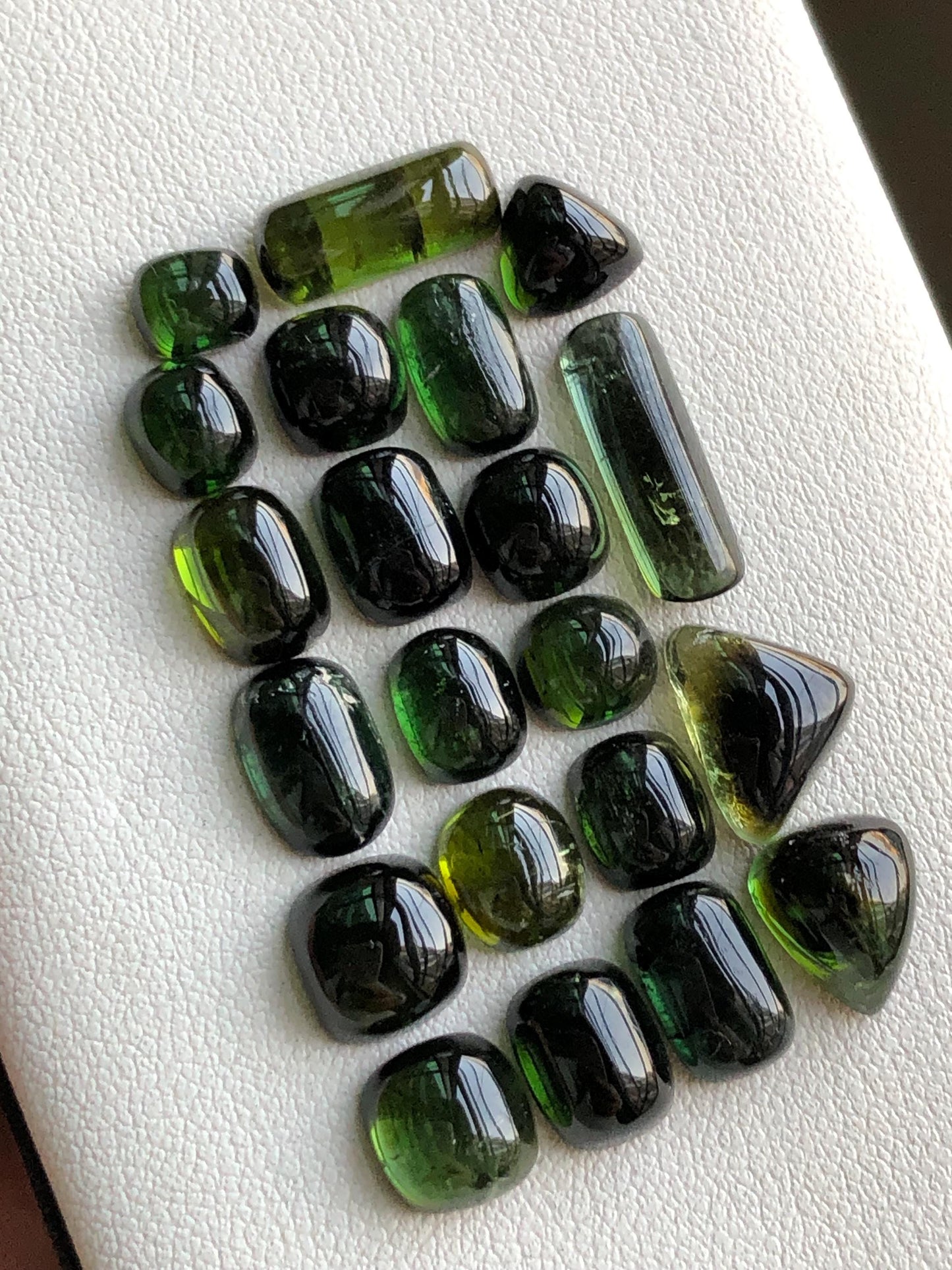 41.70 carats Dark green tourmaline cabochons lot