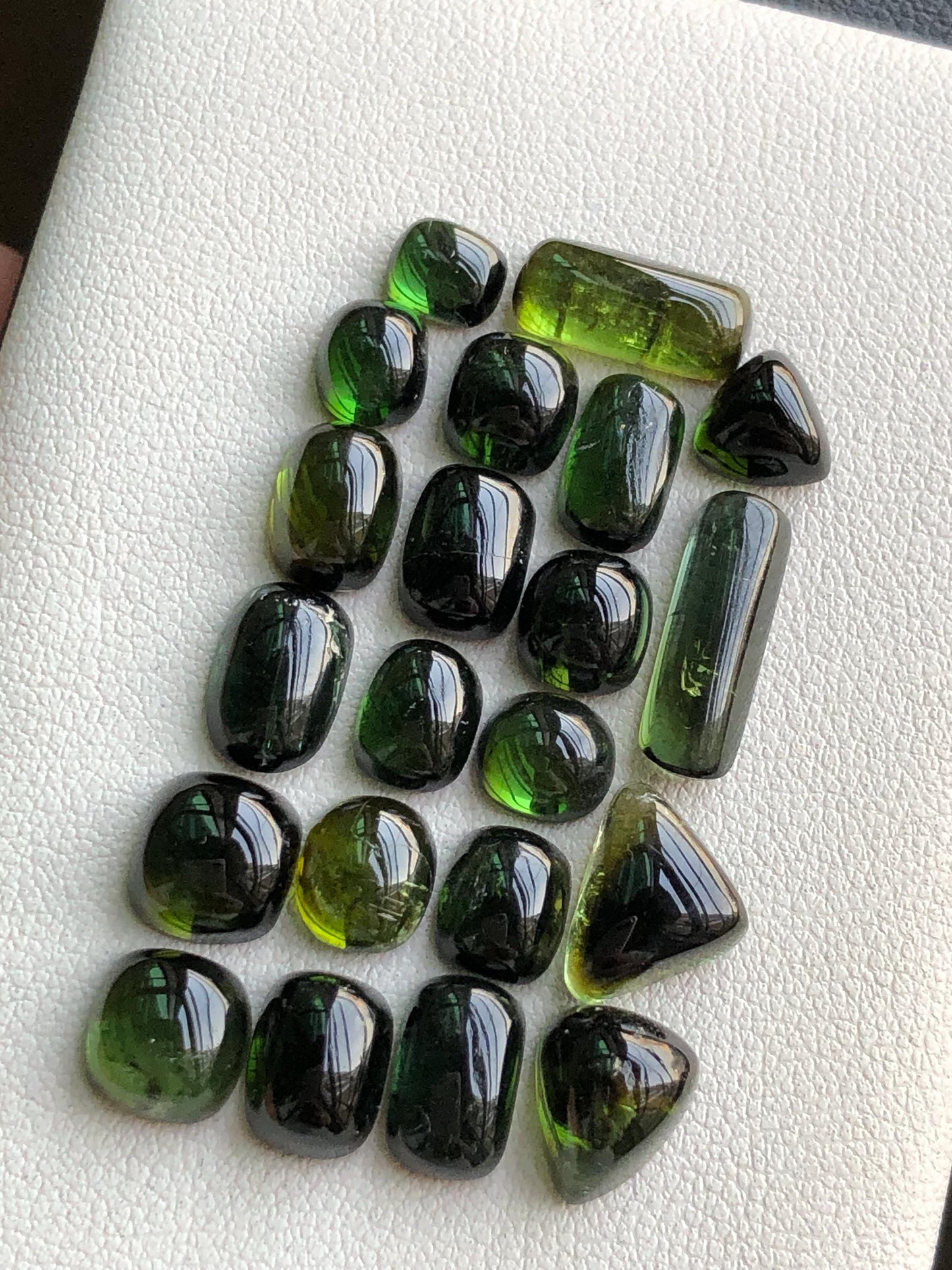 41.70 carats Dark green tourmaline cabochons lot