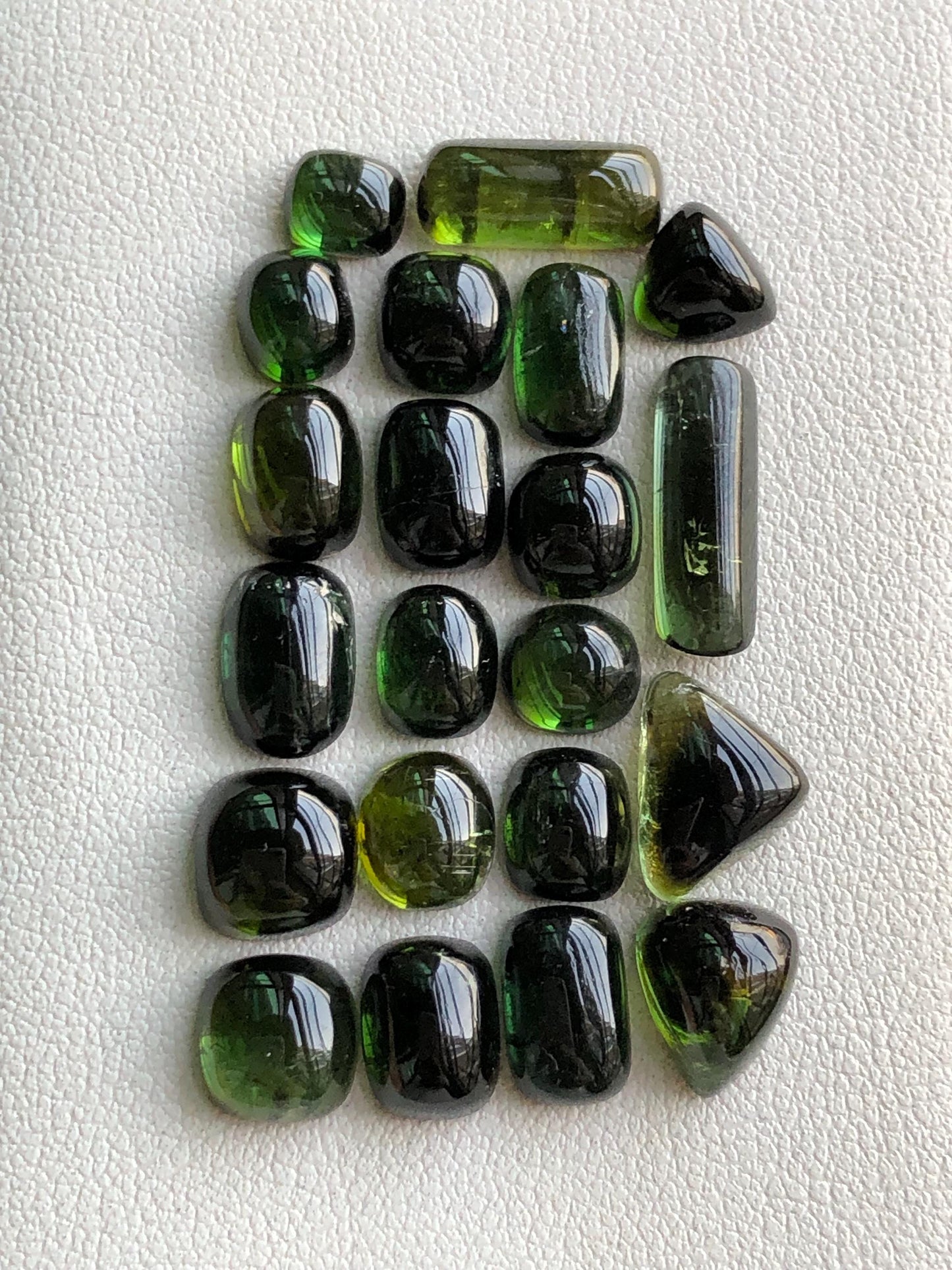 41.70 carats Dark green tourmaline cabochons lot