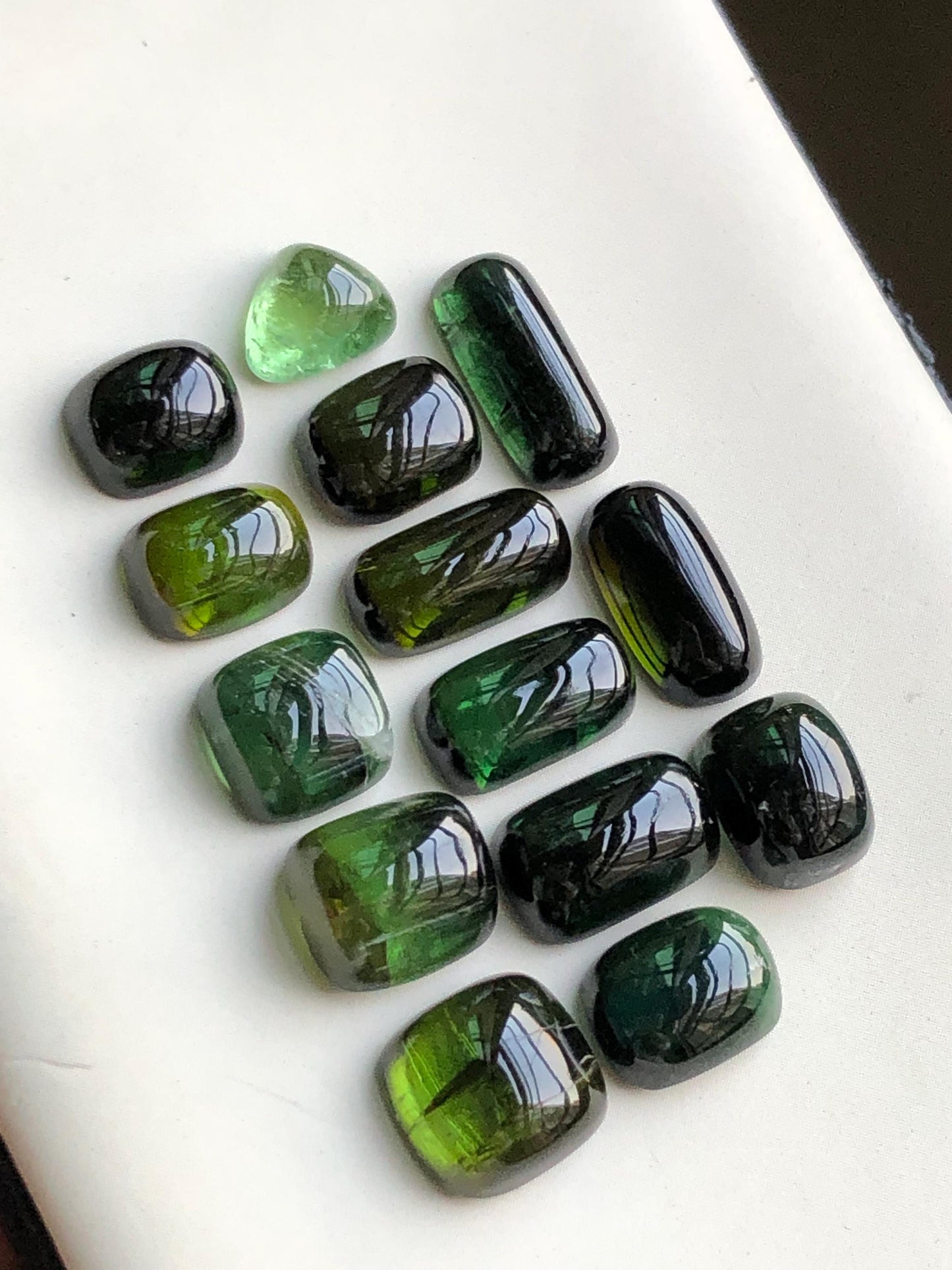 47.20 carats Dark green tourmaline cabochons lot