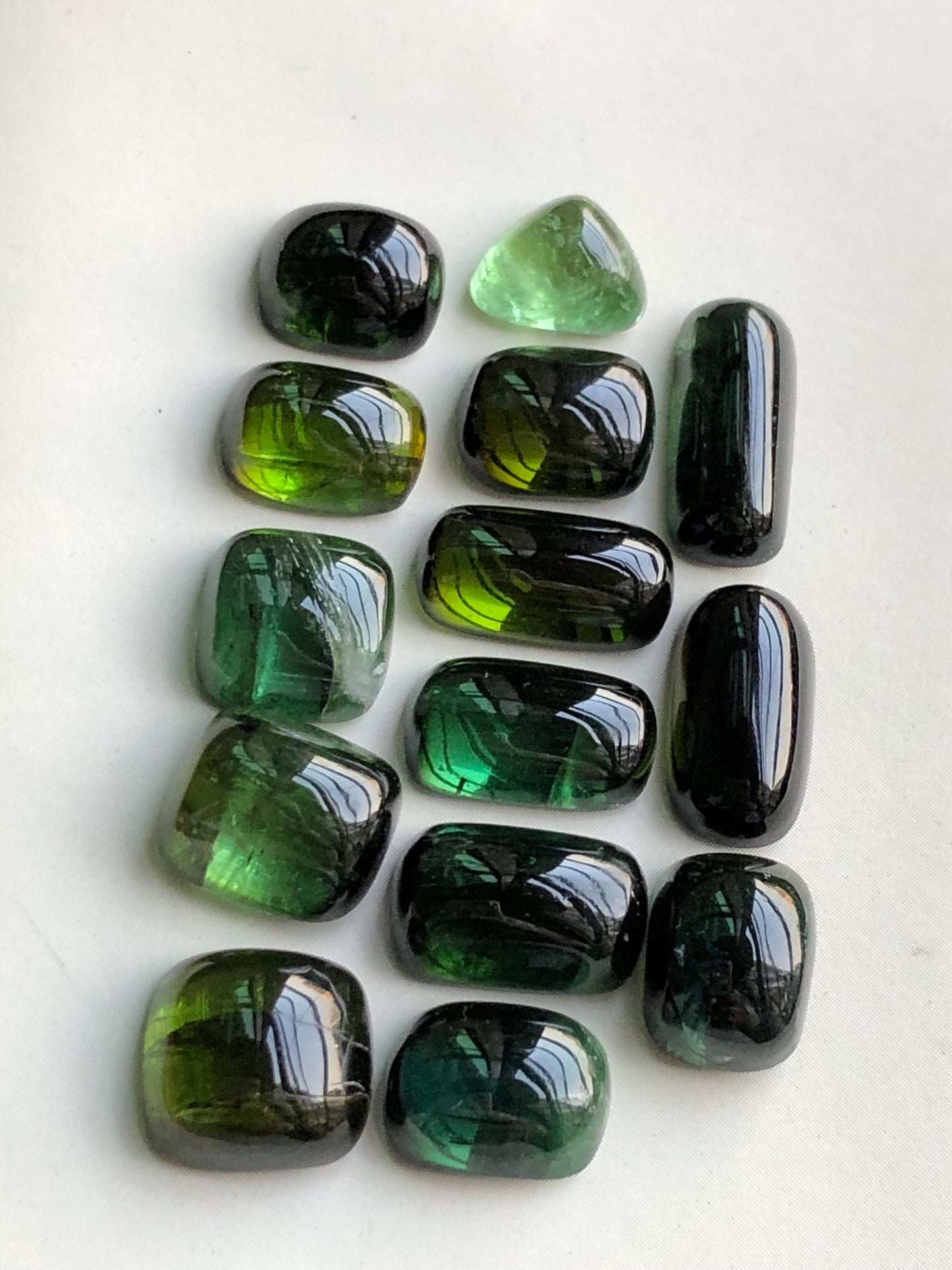 47.20 carats Dark green tourmaline cabochons lot