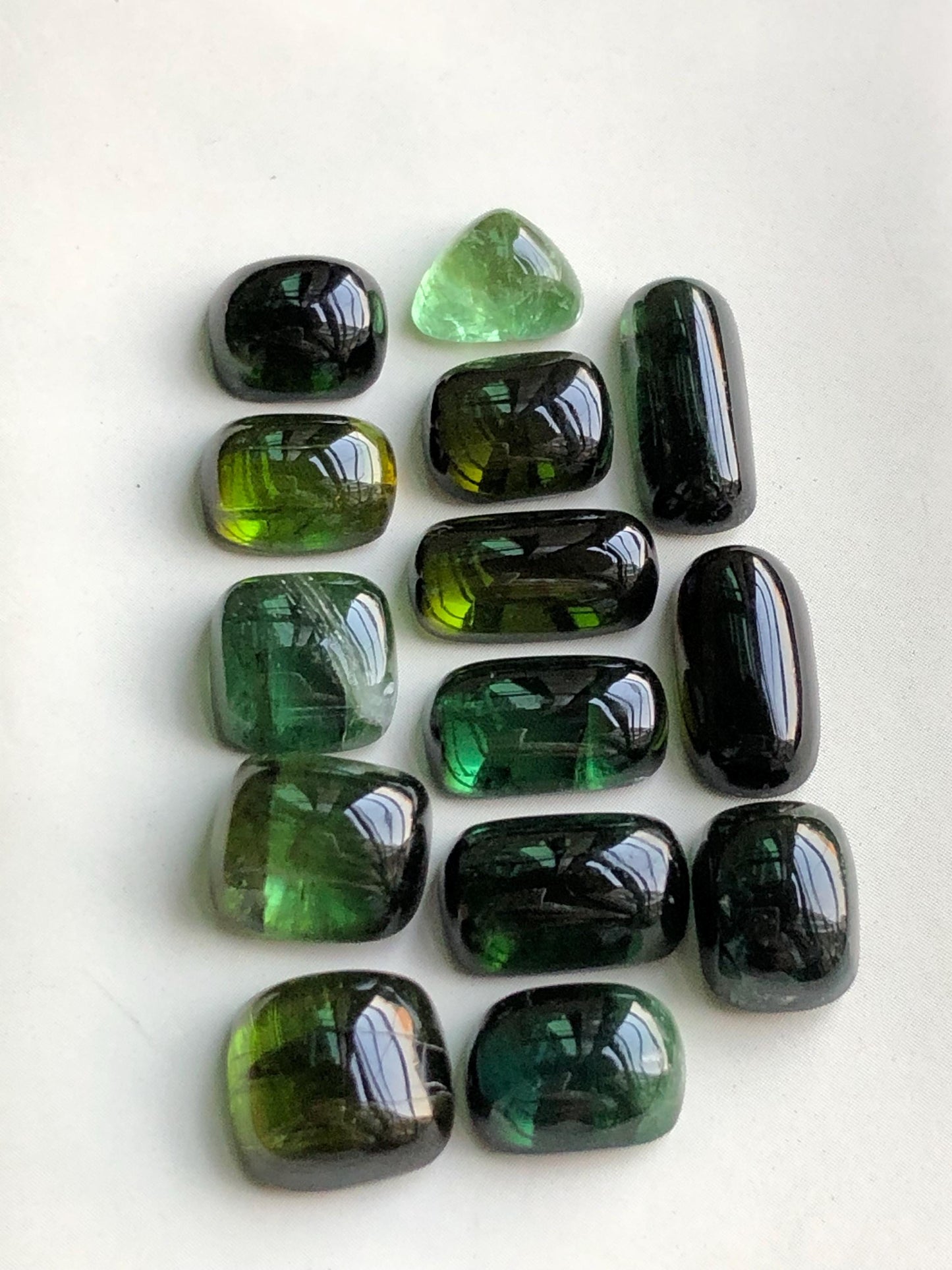 47.20 carats Dark green tourmaline cabochons lot