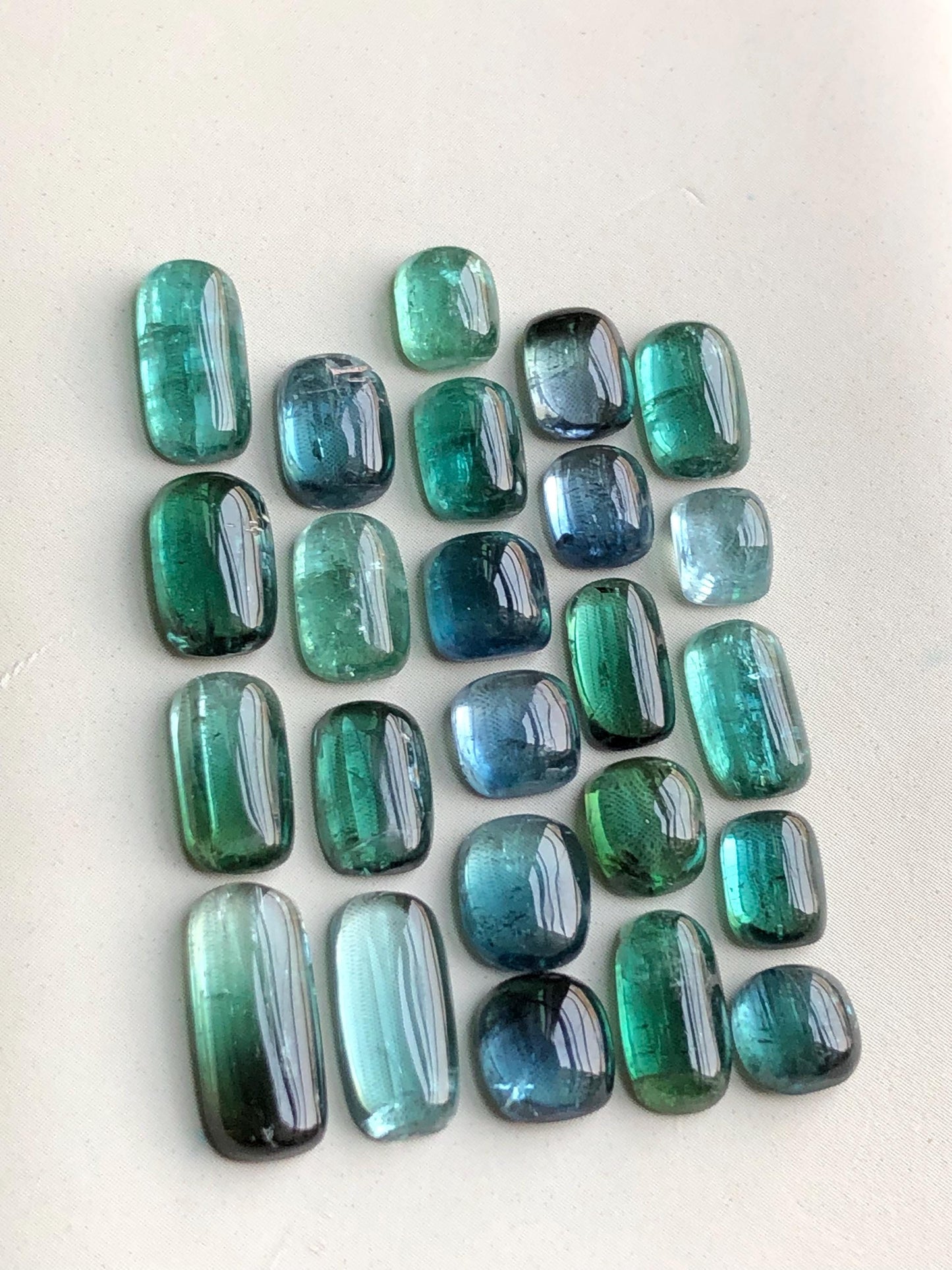 Blue and green tourmaline cabochon lot 29 carats natural