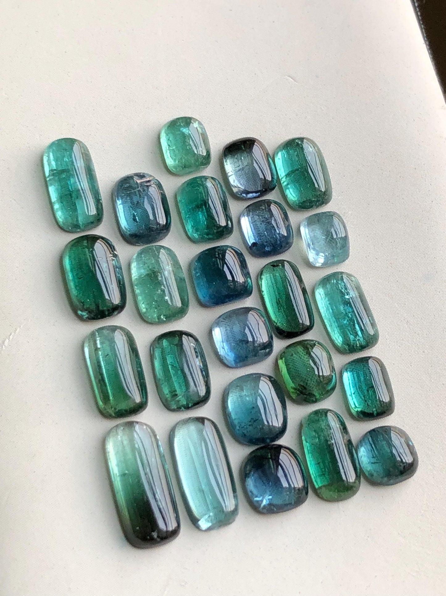 Blue and green tourmaline cabochon lot 29 carats natural