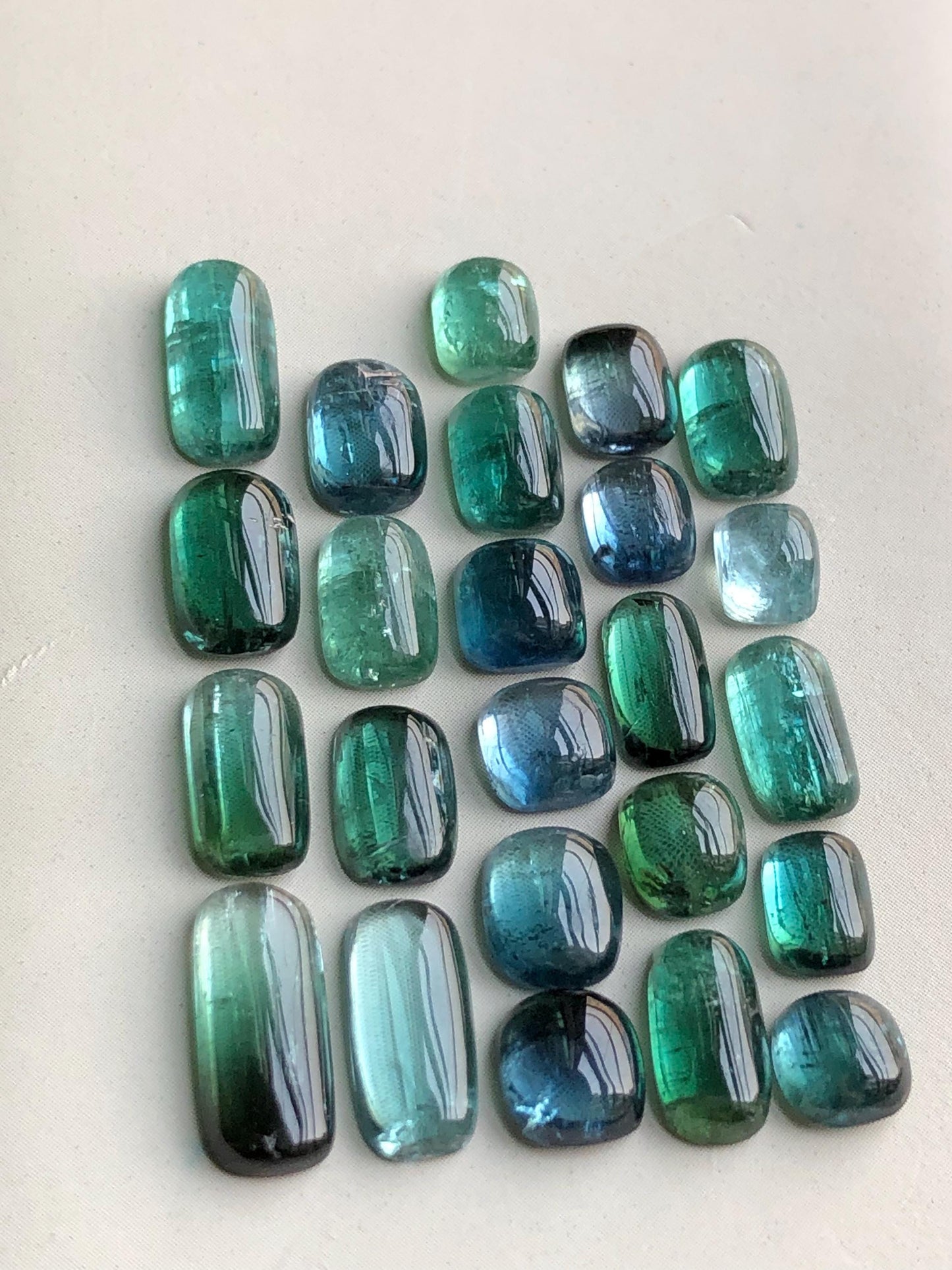 Blue and green tourmaline cabochon lot 29 carats natural