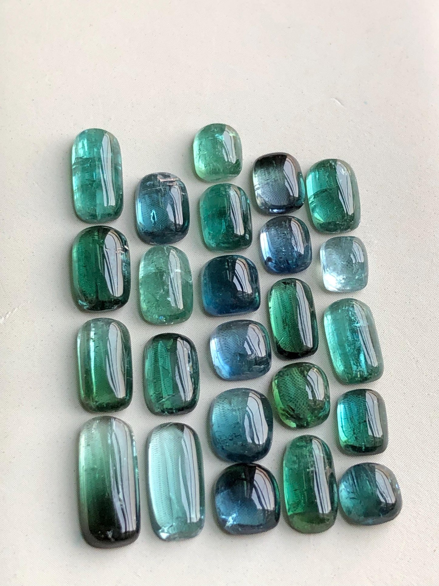 Blue and green tourmaline cabochon lot 29 carats natural