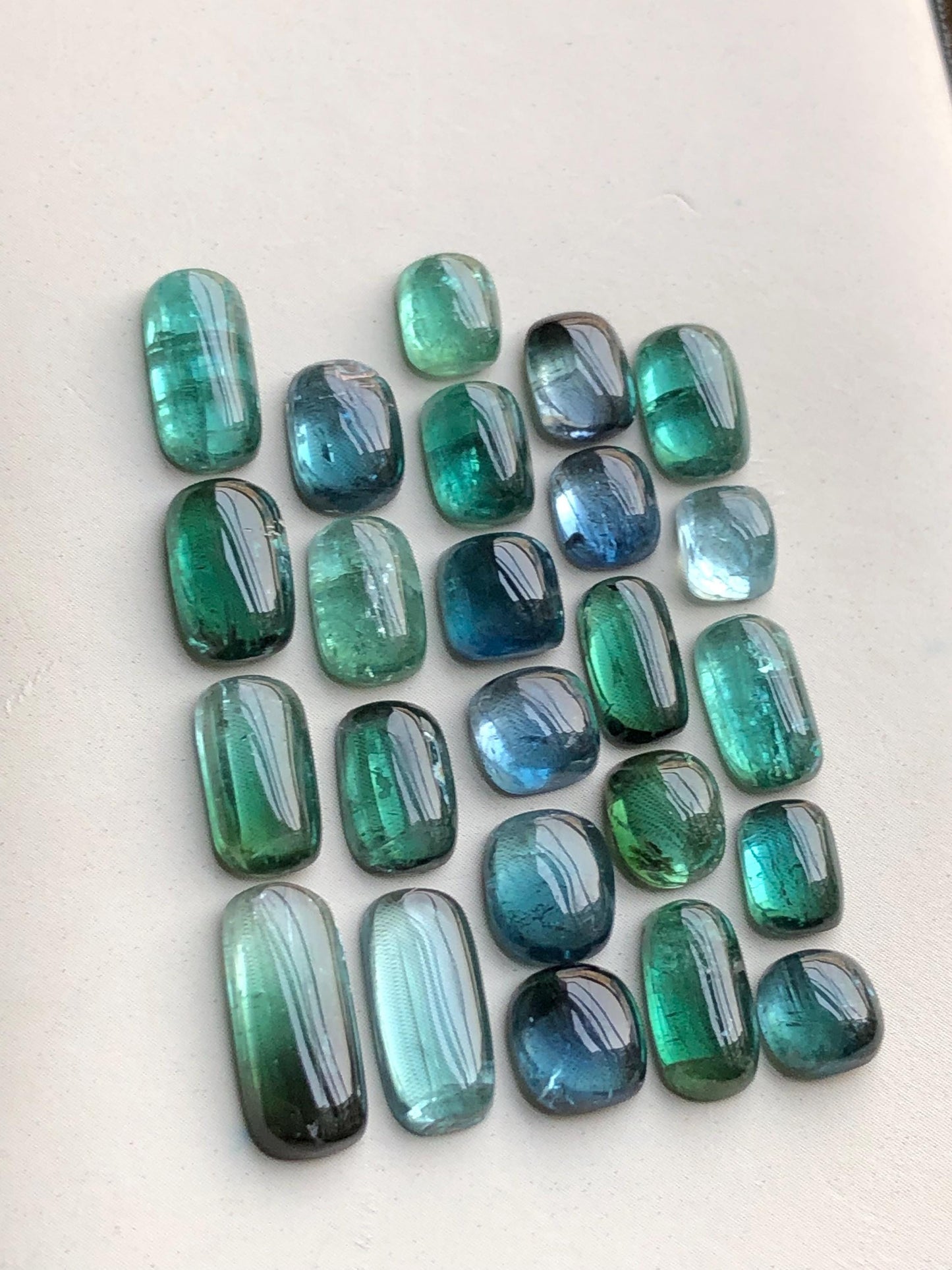 Blue and green tourmaline cabochon lot 29 carats natural