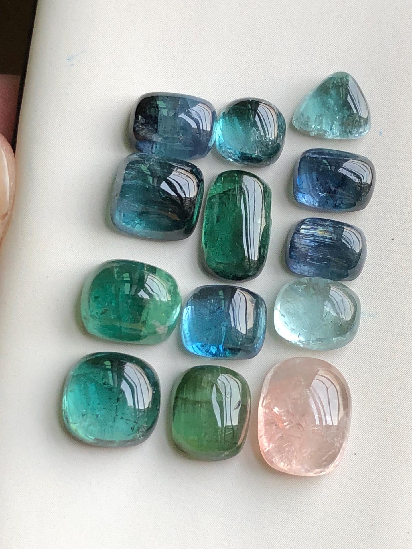 Blue and green tourmaline cabochon lot 39.70 carats natural