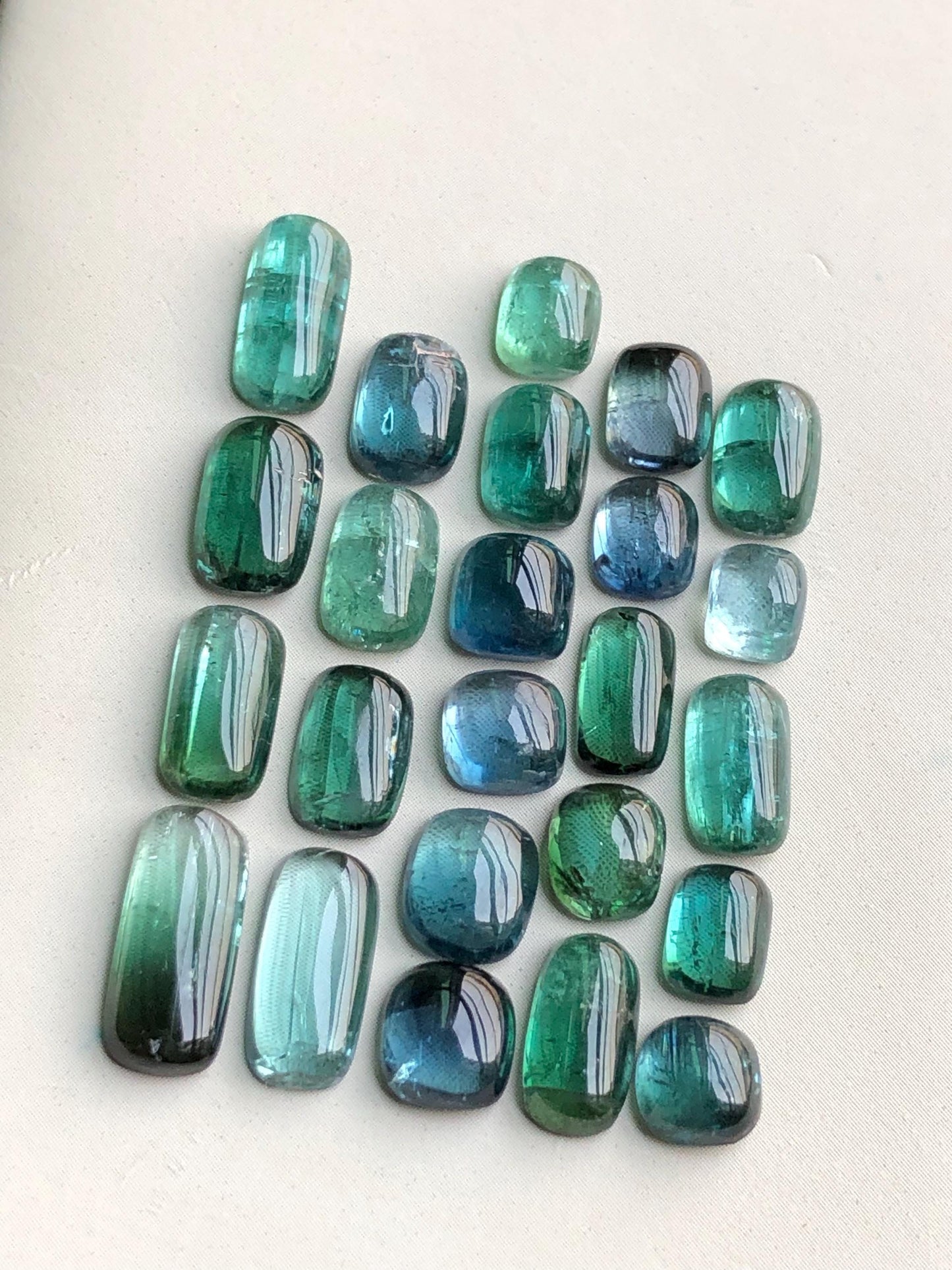 Blue and green tourmaline cabochon lot 29 carats natural