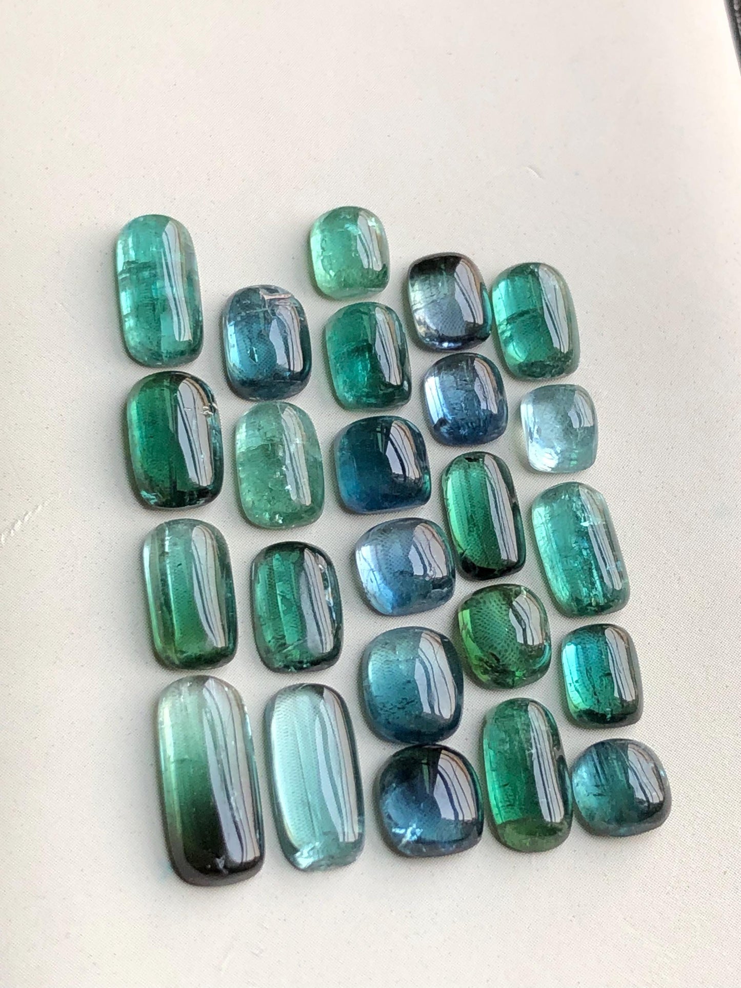 Blue and green tourmaline cabochon lot 29 carats natural