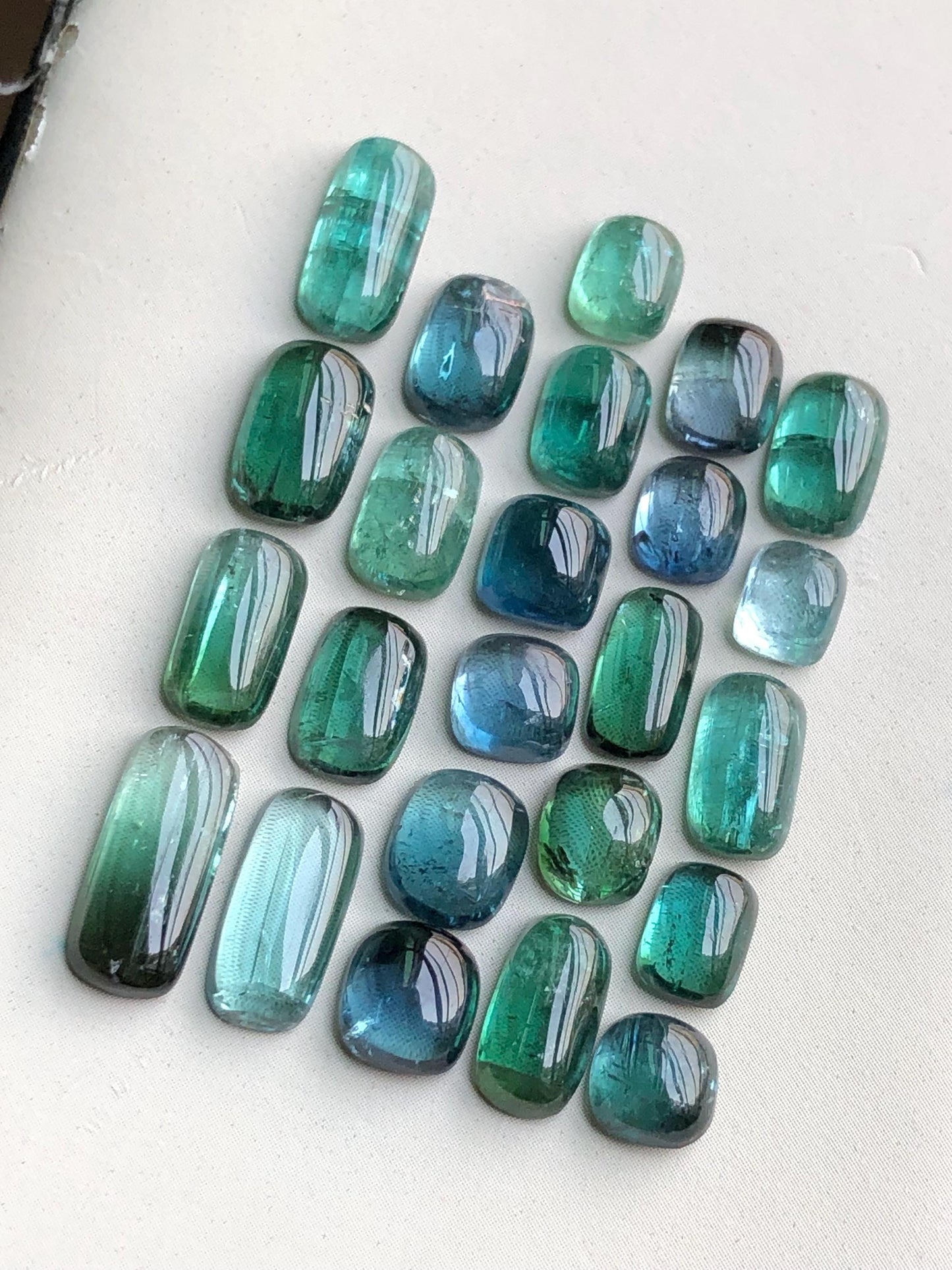 Blue and green tourmaline cabochon lot 29 carats natural