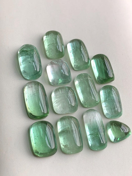 24.40 carats Lagoon green tourmaline cabochons lot