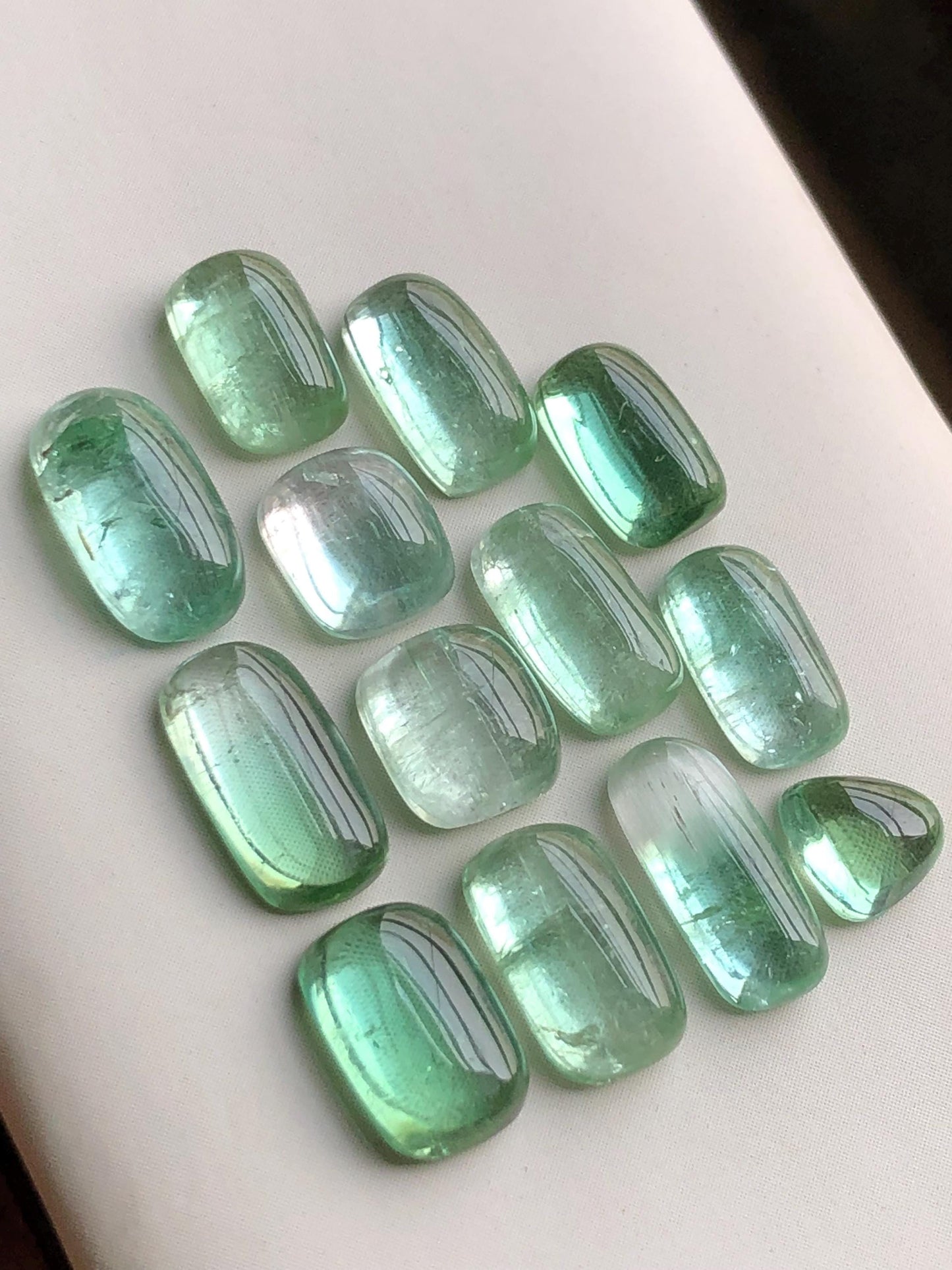 24.40 carats Lagoon green tourmaline cabochons lot