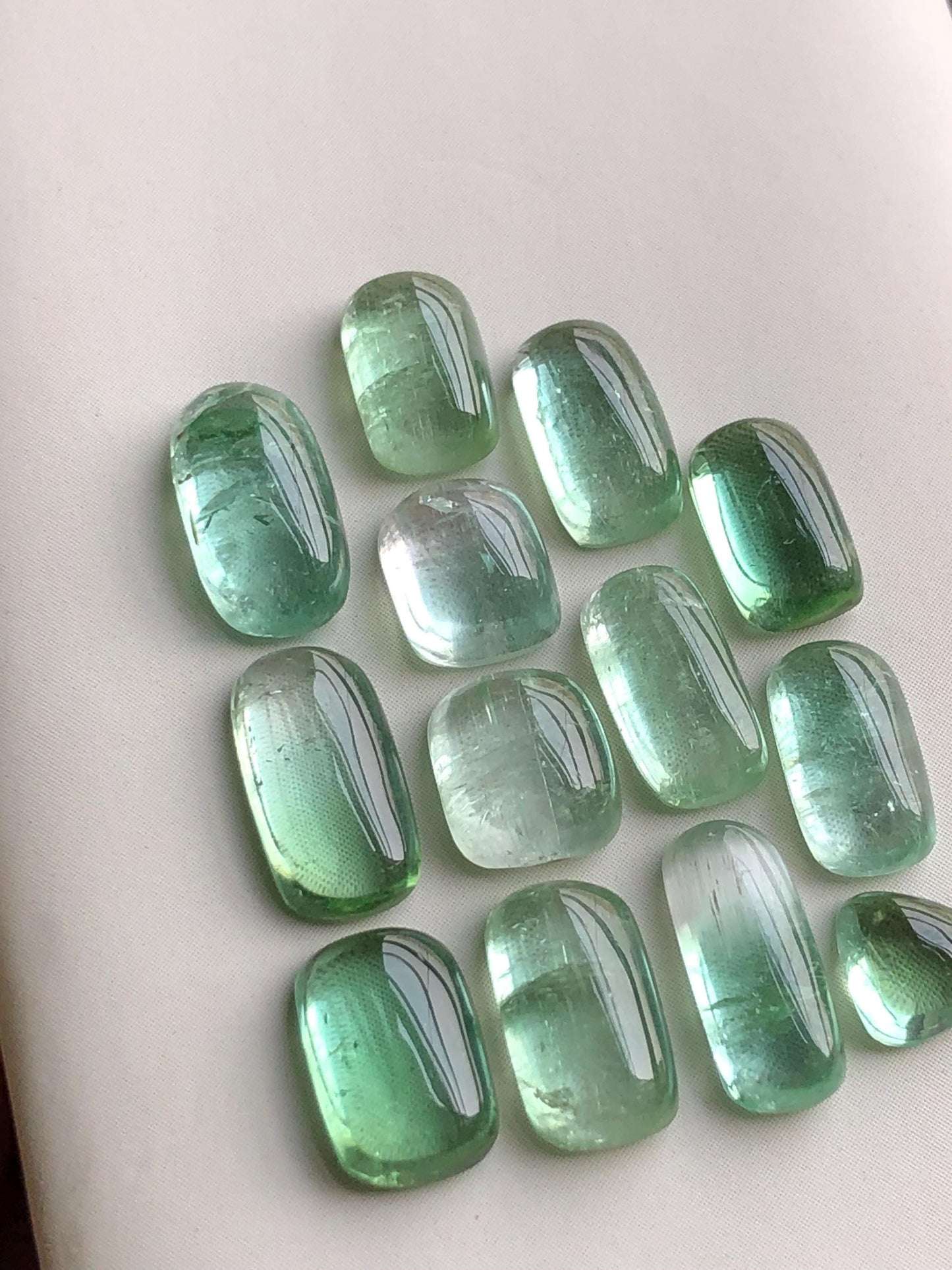 24.40 carats Lagoon green tourmaline cabochons lot