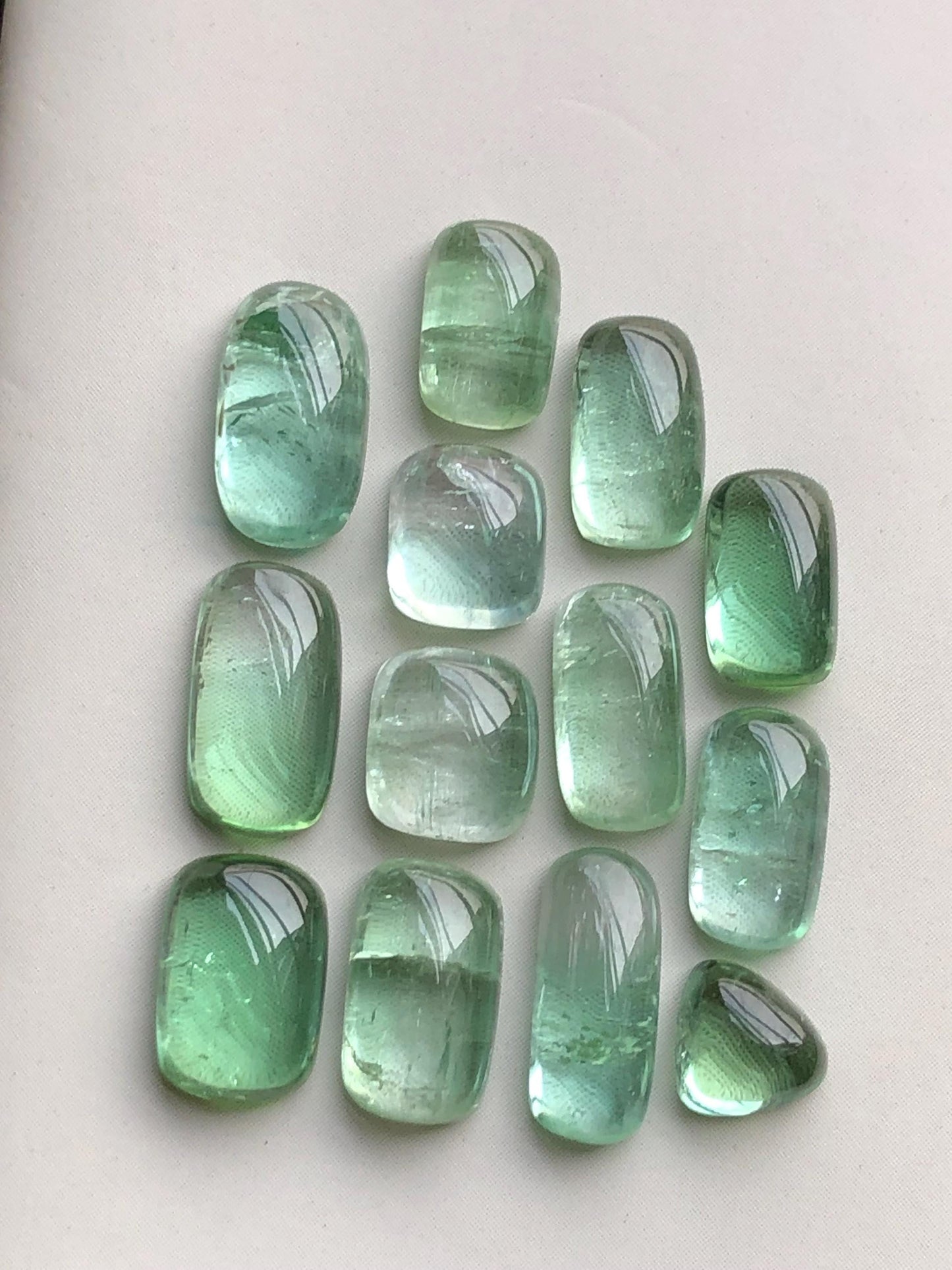 24.40 carats Lagoon green tourmaline cabochons lot