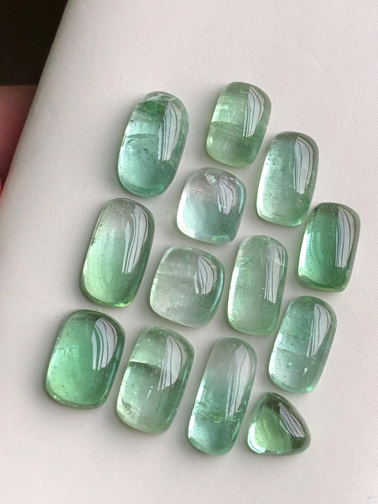 24.40 carats Lagoon green tourmaline cabochons lot