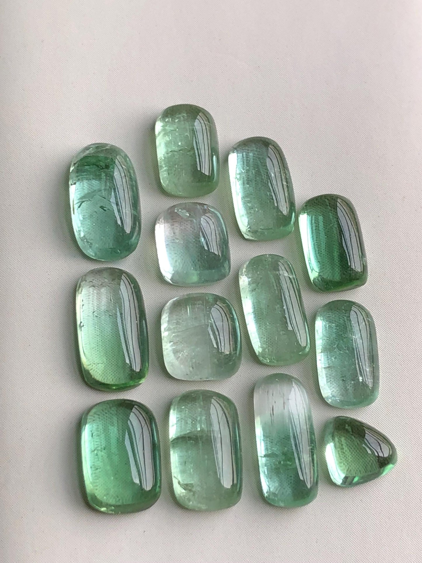 24.40 carats Lagoon green tourmaline cabochons lot