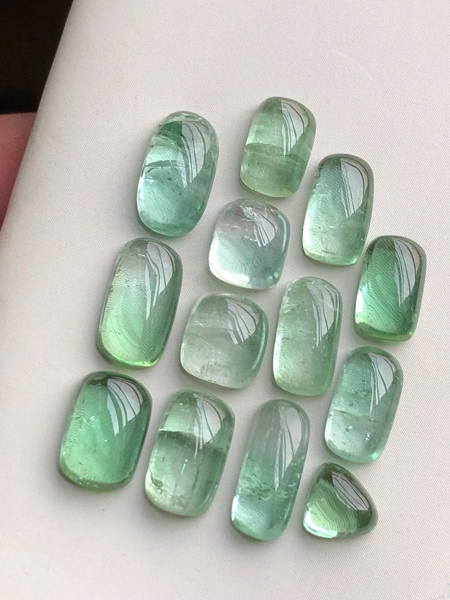 24.40 carats Lagoon green tourmaline cabochons lot