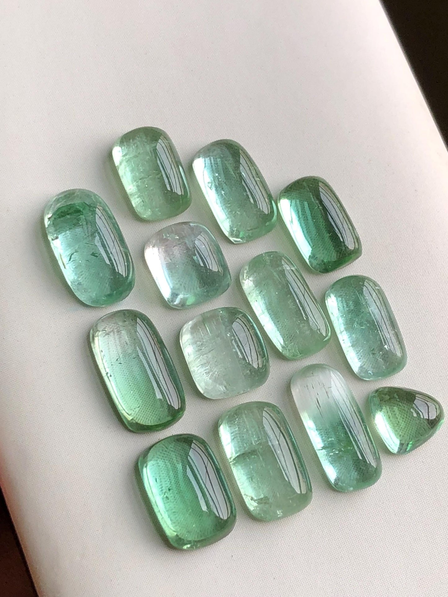 24.40 carats Lagoon green tourmaline cabochons lot