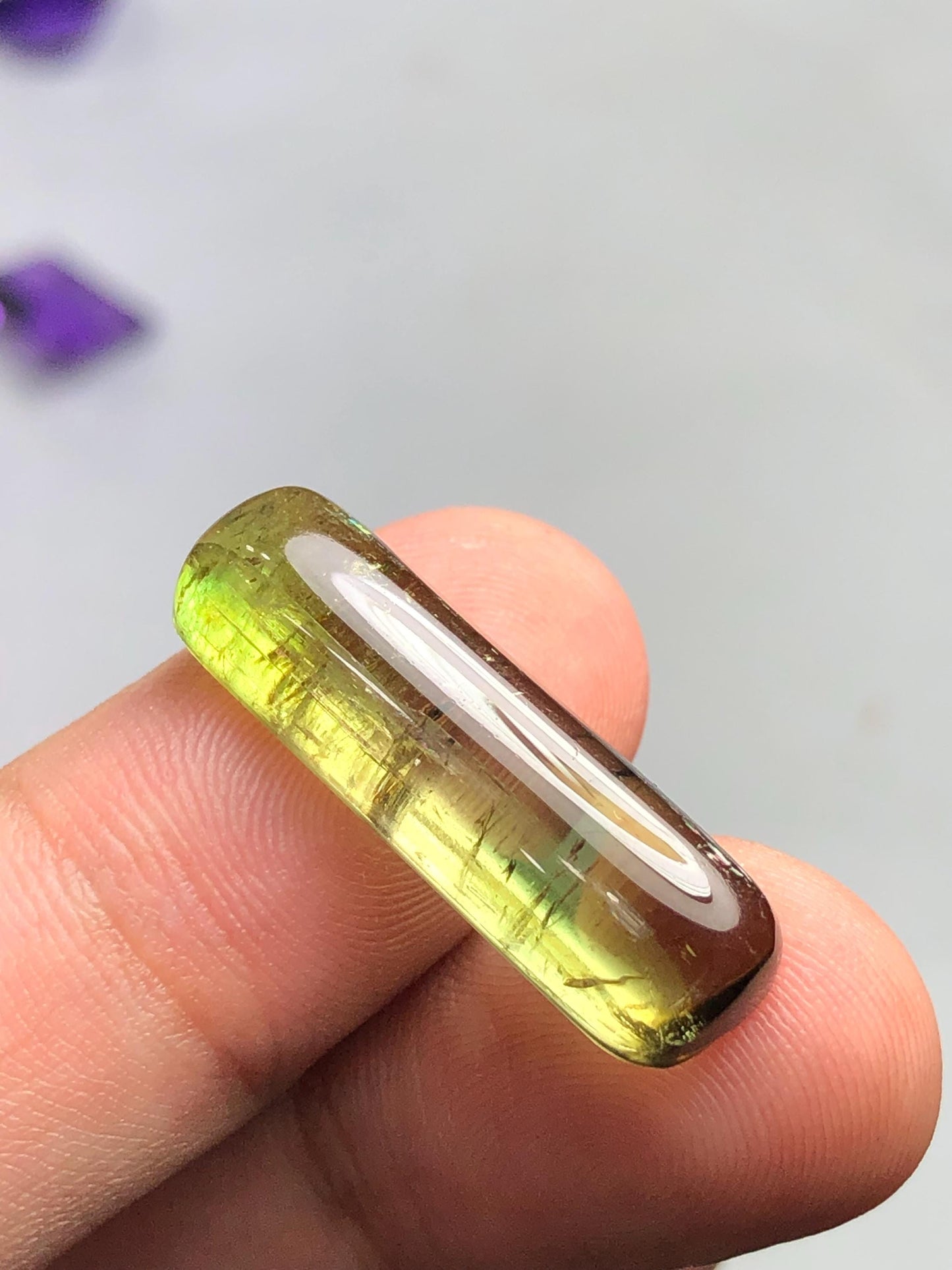 16.40 ct green tourmaline cabochon flat back