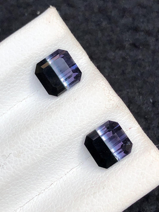 2.90 CTs unique bi colour tourmaline pair faceted natural