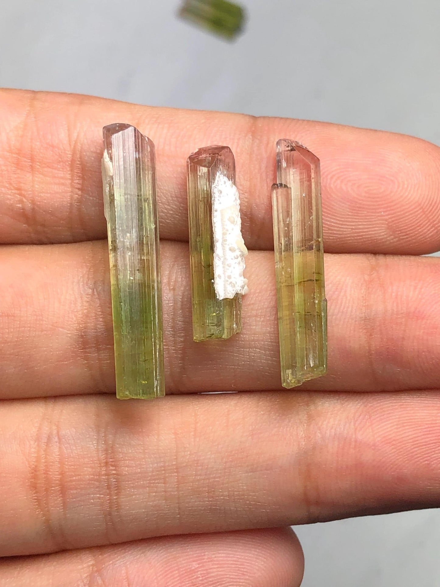 22 carats bi colour tourmaline crystals