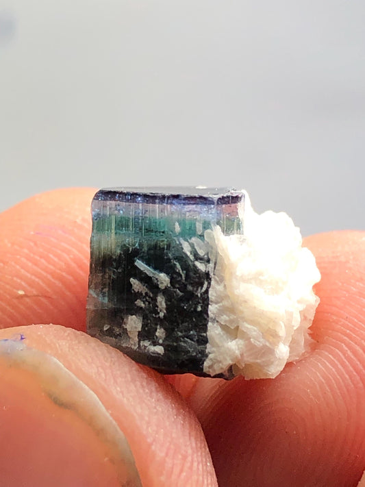 8.80 carat natural tri colour tourmaline crystal