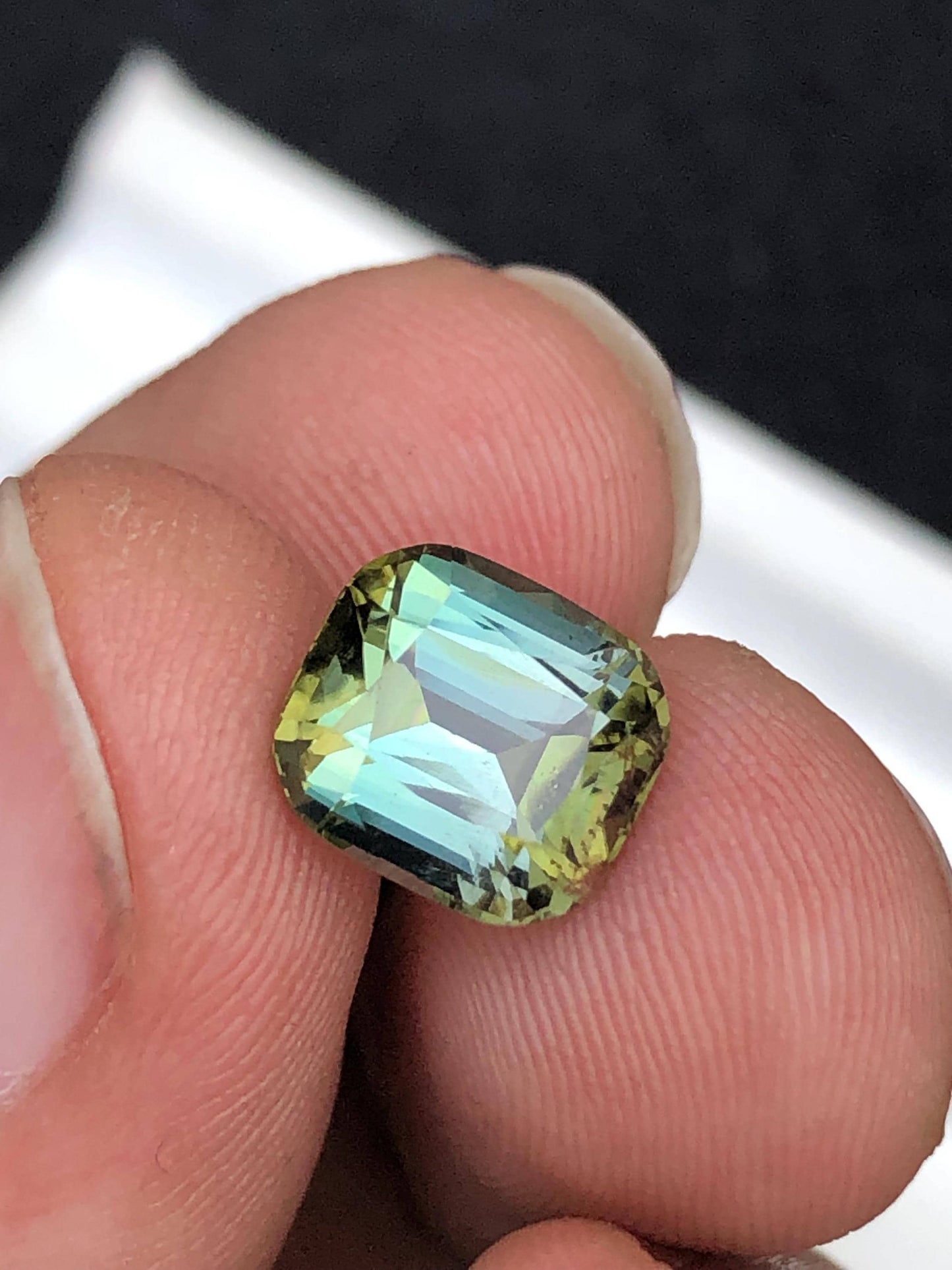 3.55 CTs blue green tourmaline faceted natural