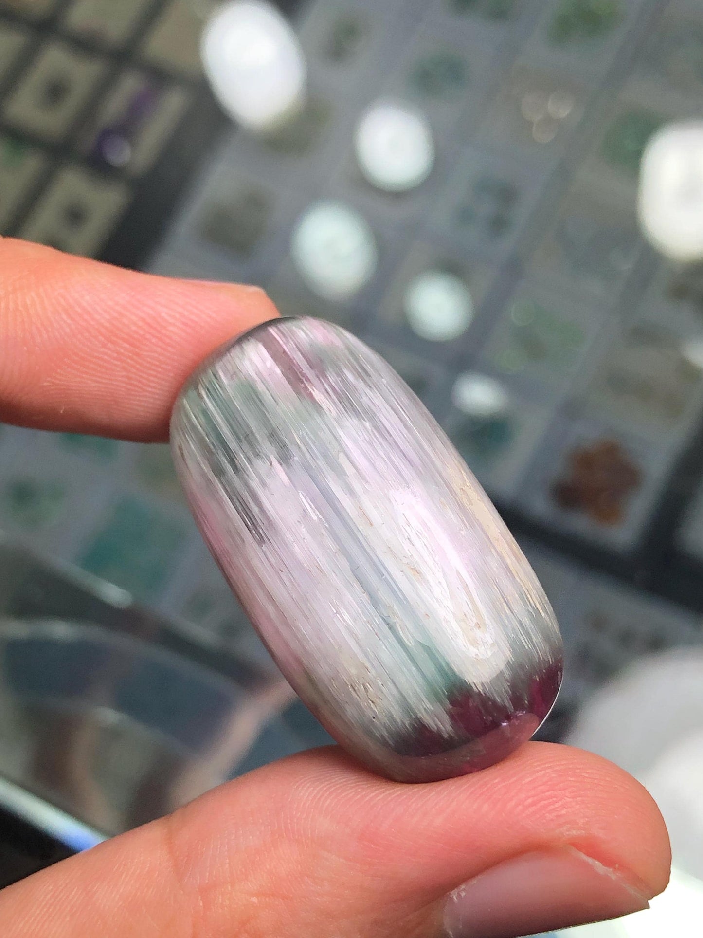 65 carat cat eye tourmaline cabochon