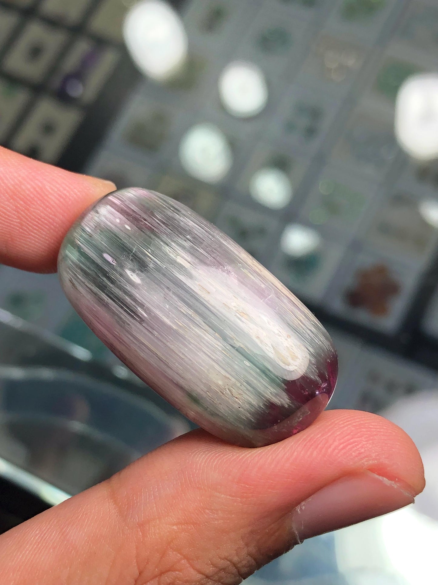 65 carat cat eye tourmaline cabochon