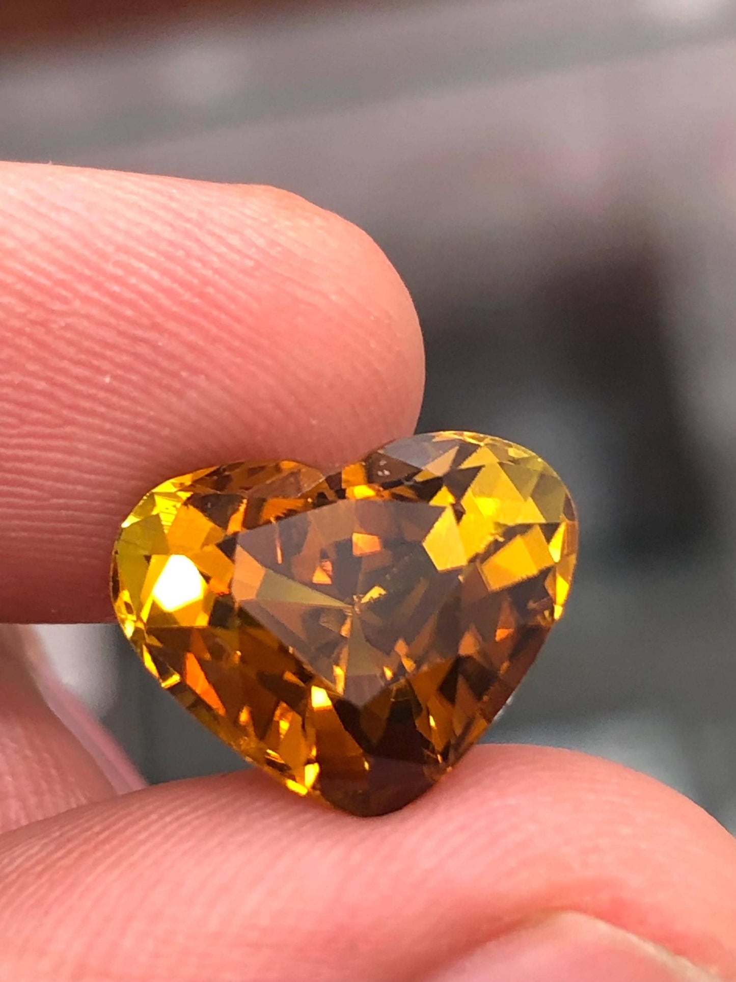 7.80 CTs heart shape honey colour tourmaline faceted