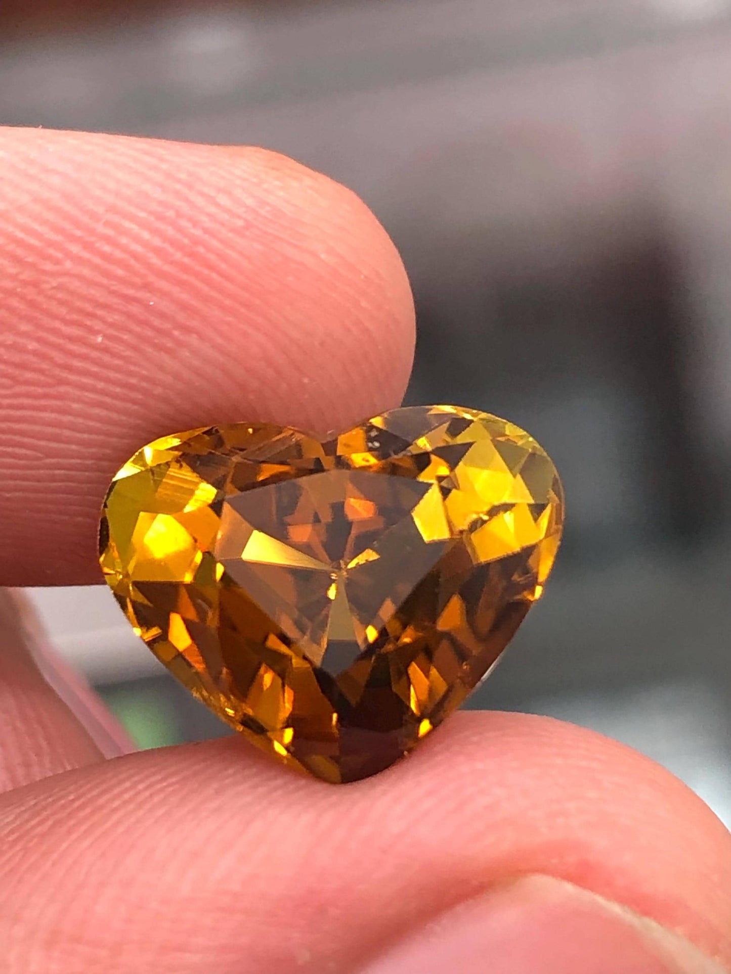 7.80 CTs heart shape honey colour tourmaline faceted