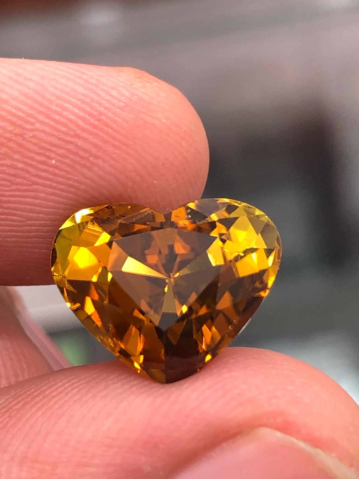 7.80 CTs heart shape honey colour tourmaline faceted